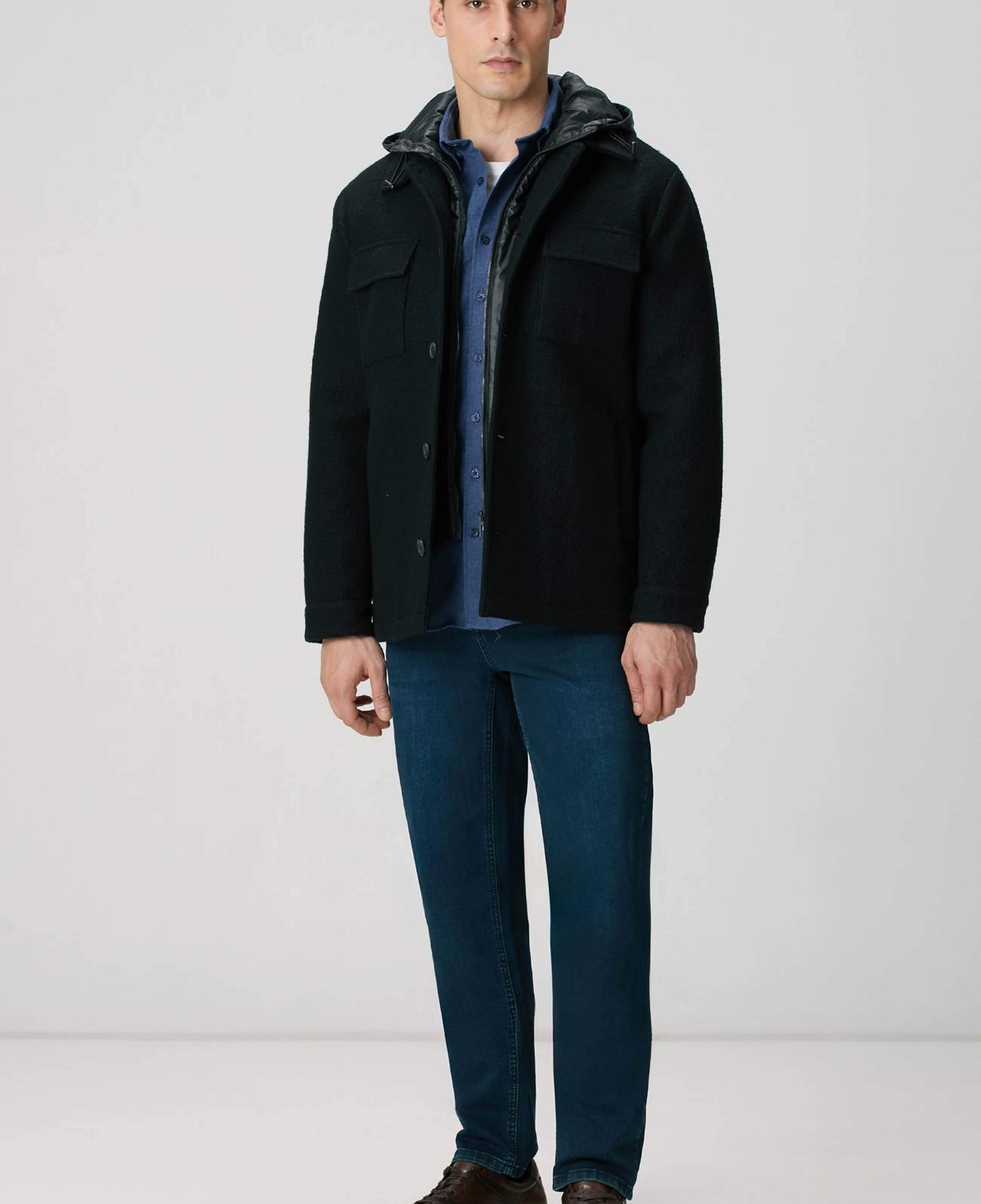 Network Erkek İndigo Flanel Cotton Gömlek