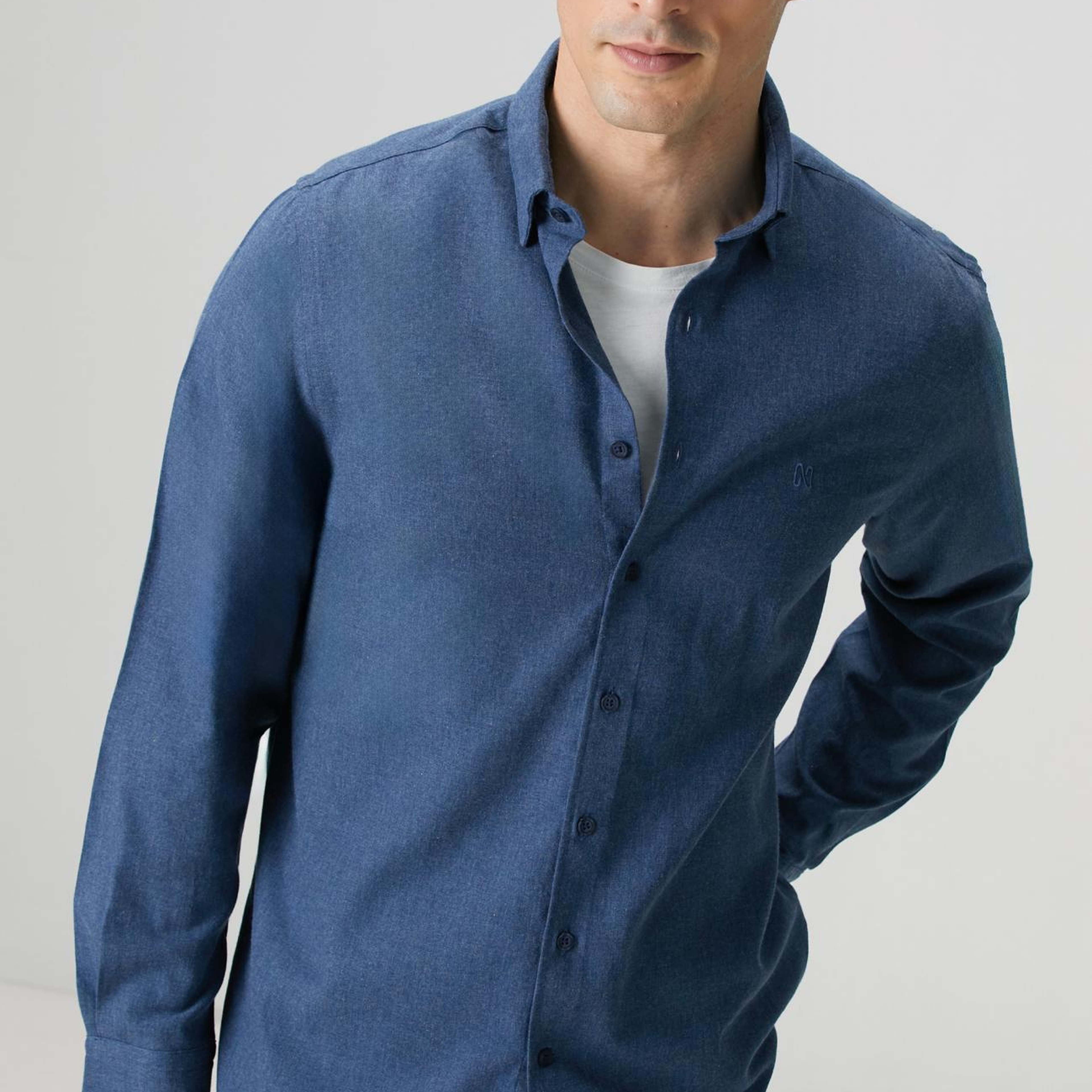 Network Erkek İndigo Flanel Cotton Gömlek