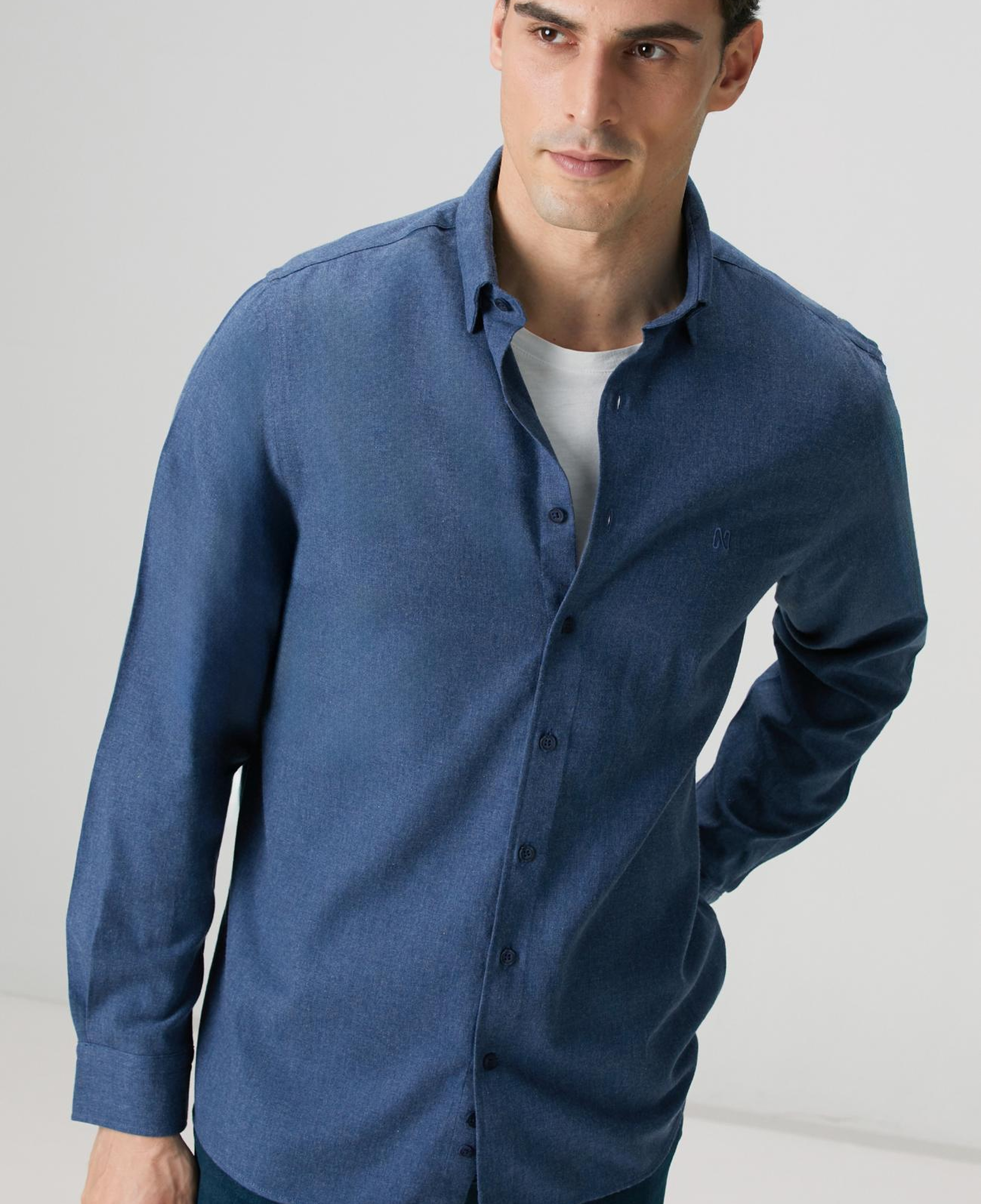 Network Erkek İndigo Flanel Cotton Gömlek