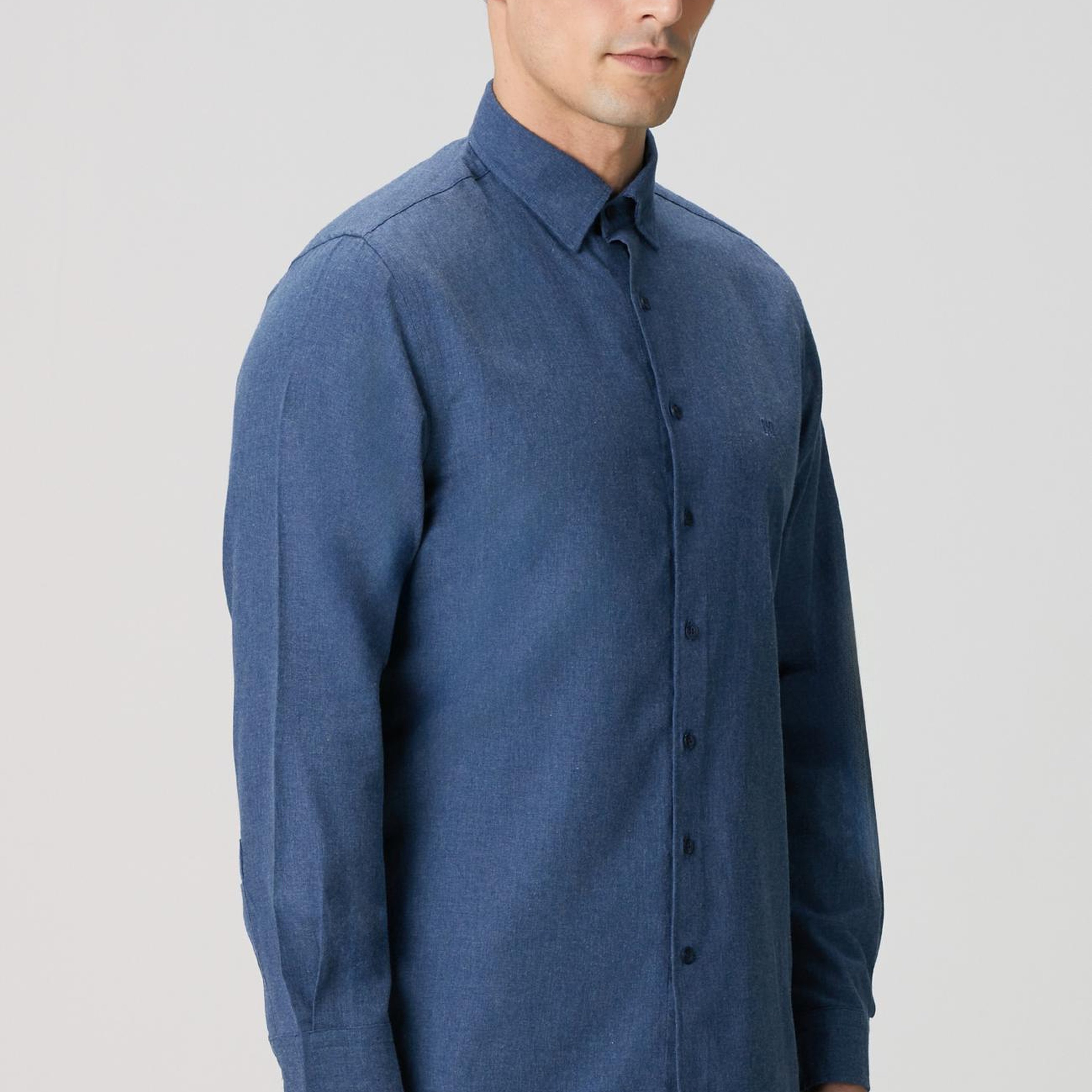 Network Erkek İndigo Flanel Cotton Gömlek