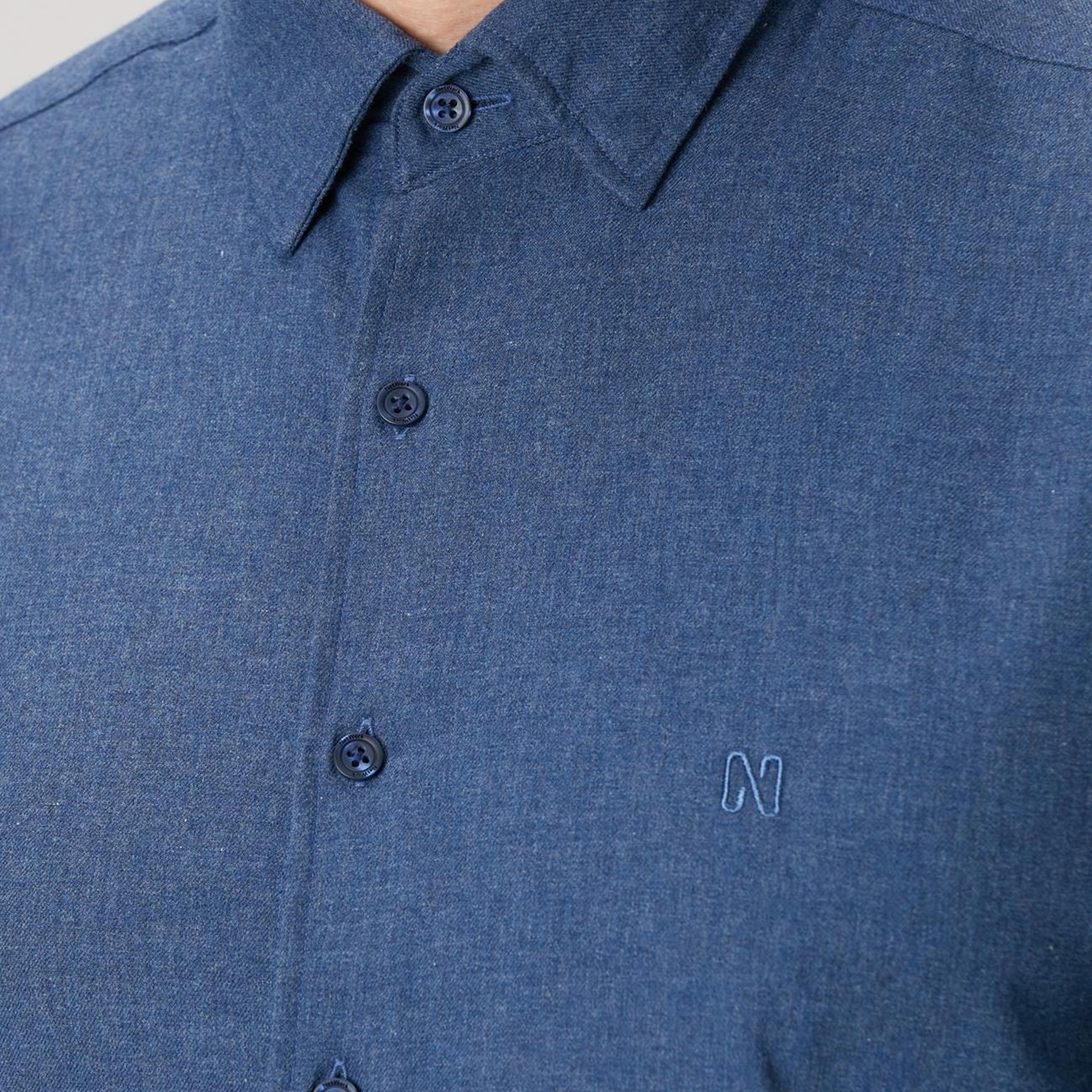 Network Erkek İndigo Flanel Cotton Gömlek