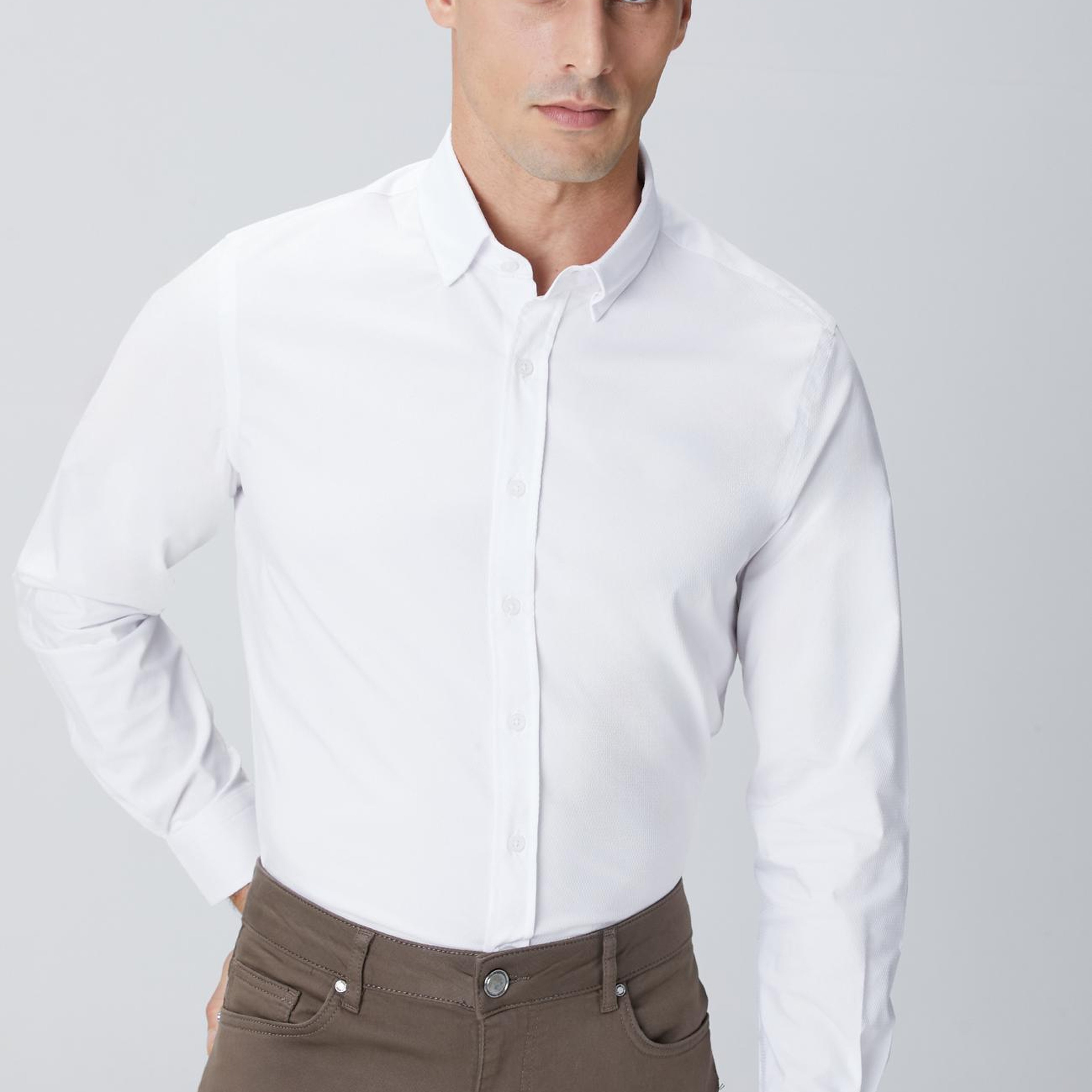 Network Erkek Beyaz Petek Desen Gömlek