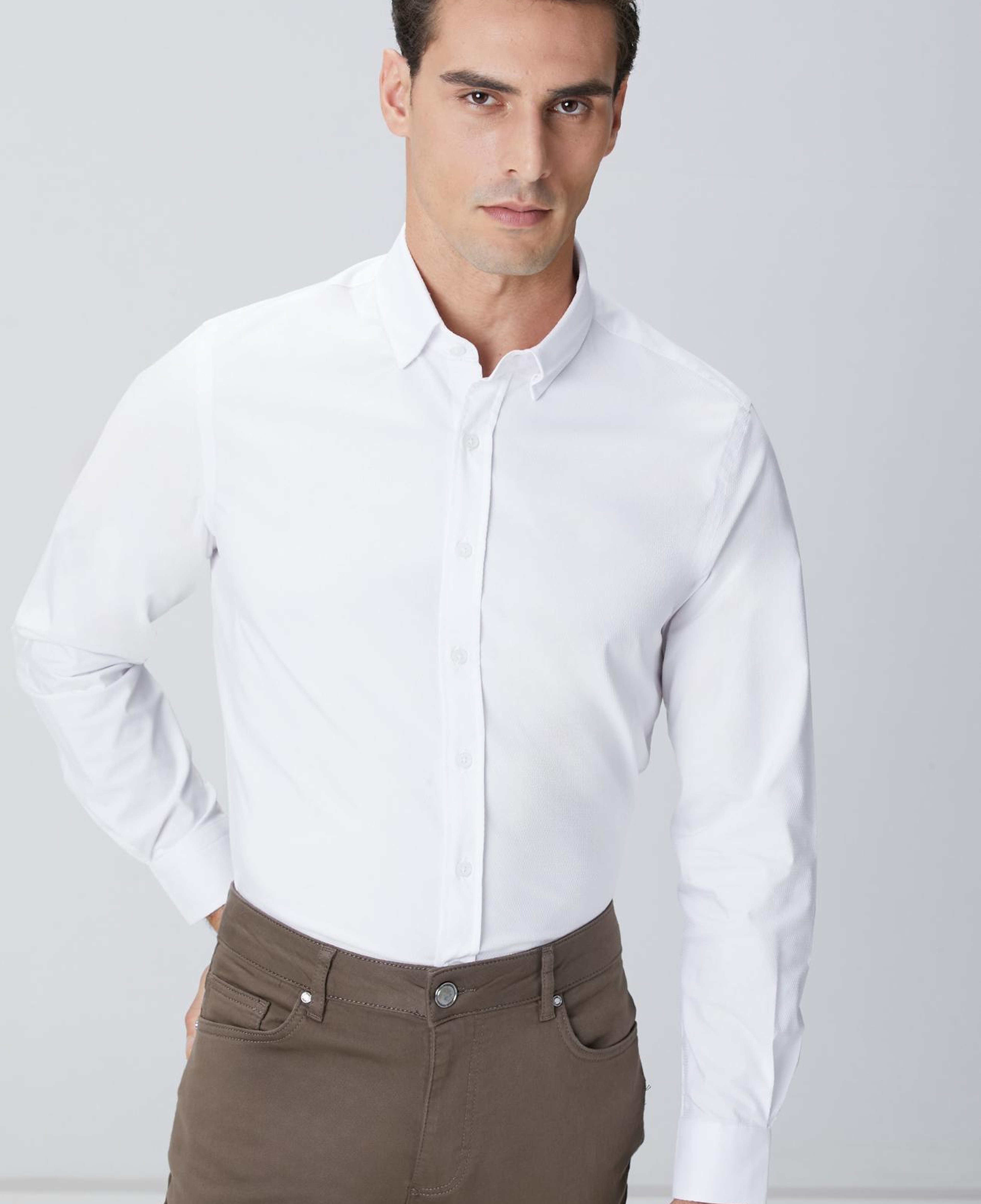 Network Erkek Beyaz Petek Desen Gömlek