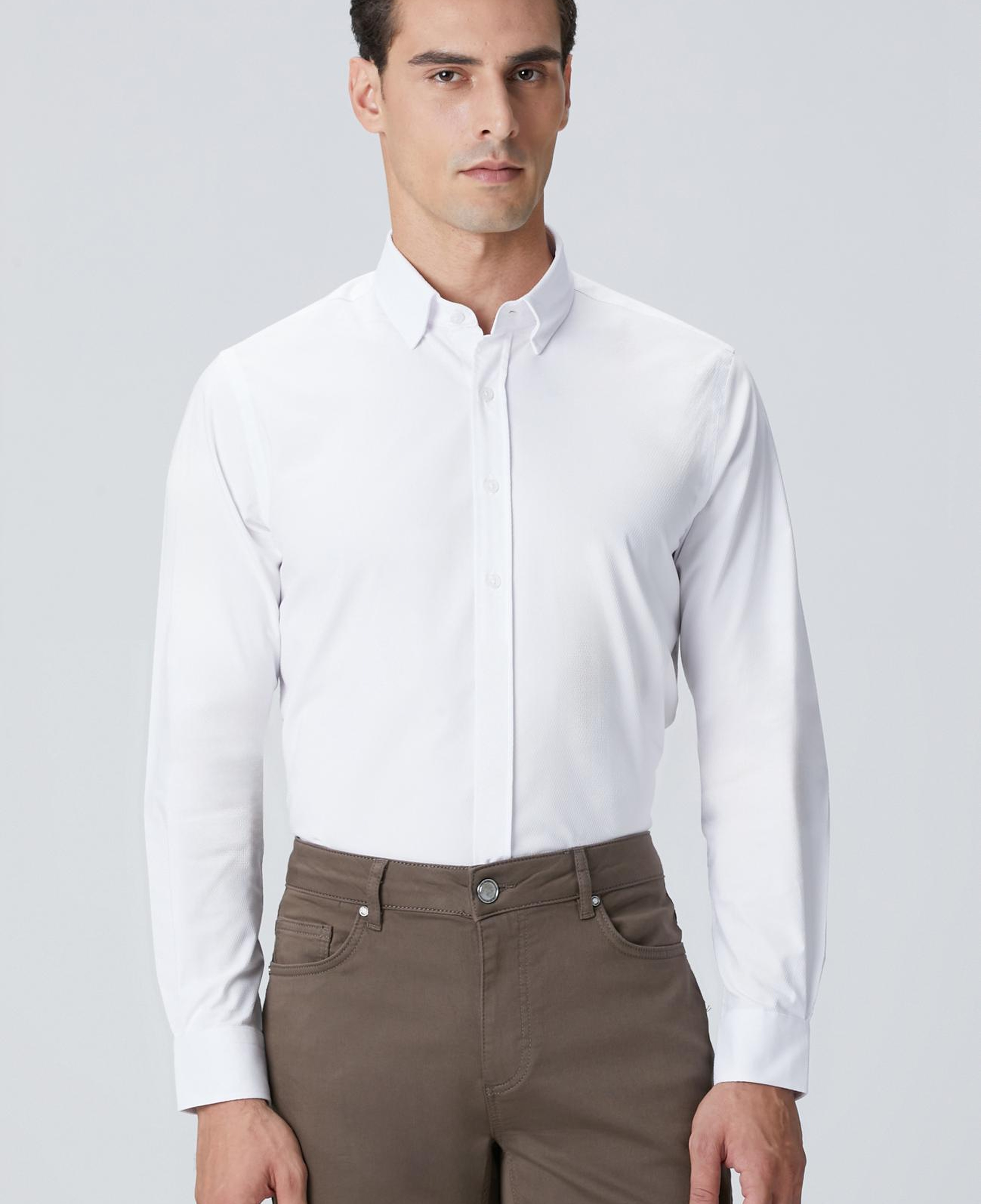 Network Erkek Beyaz Petek Desen Gömlek