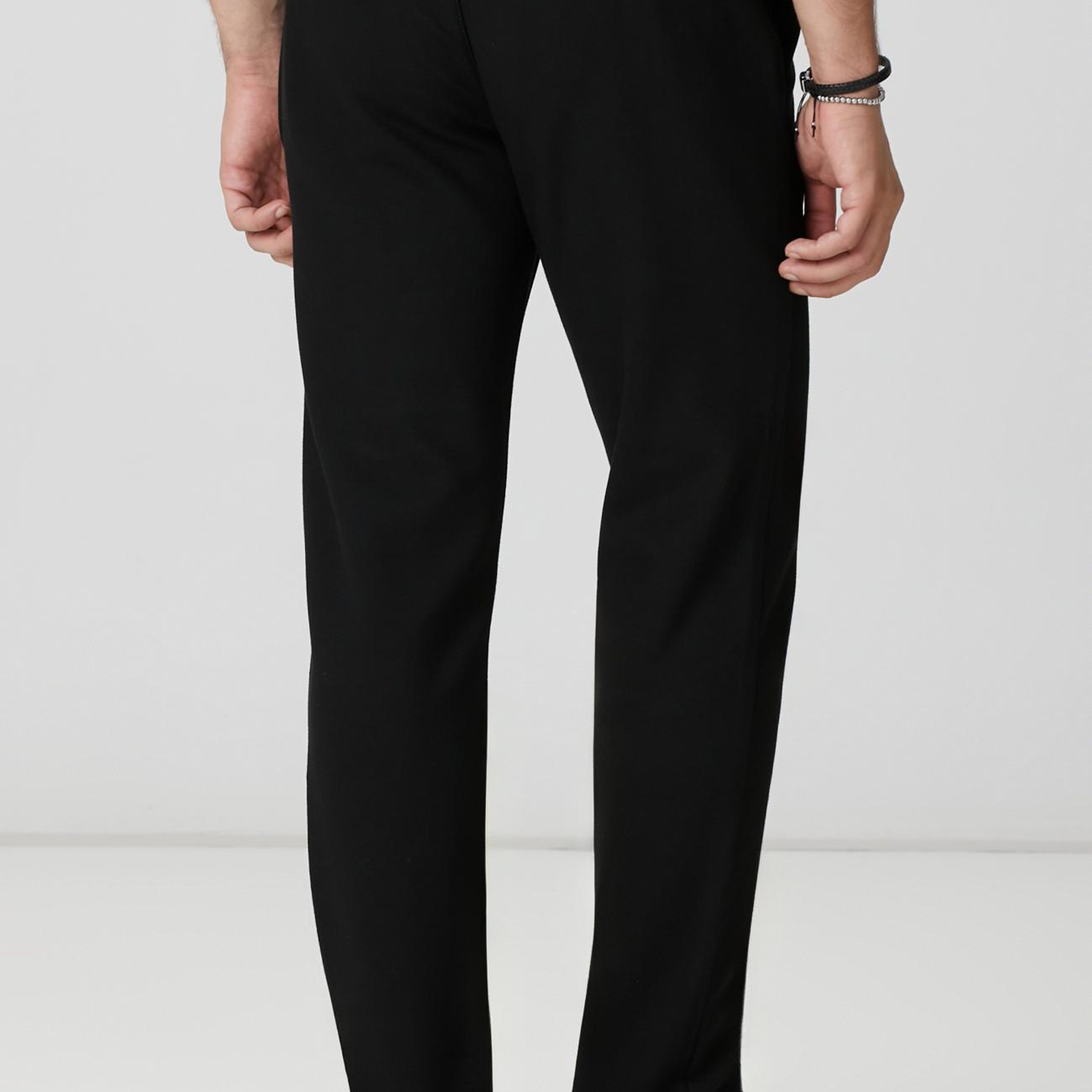 Network Erkek Siyah Diyagonal Desenli Pantolon