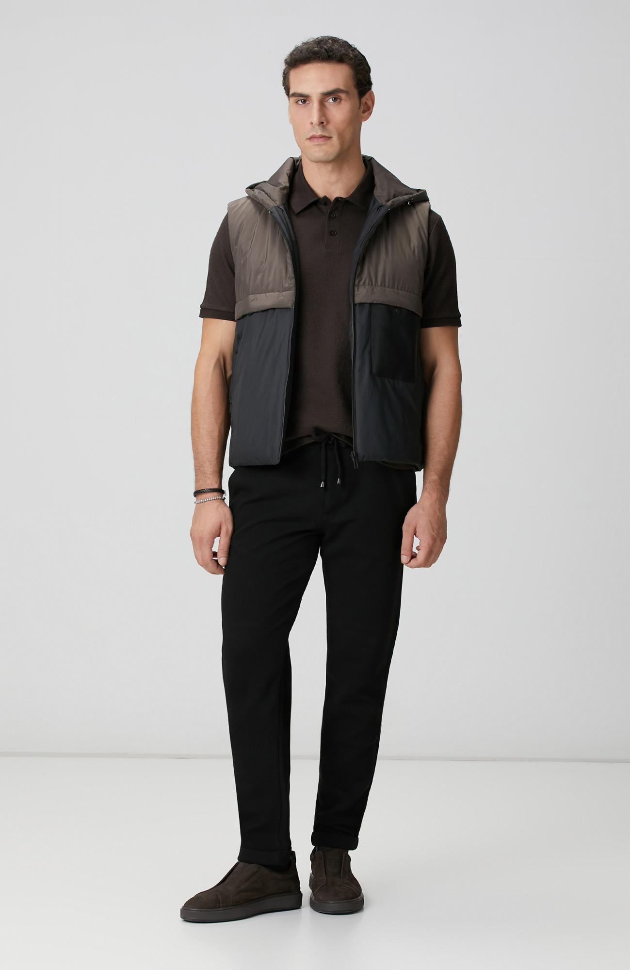 Network Erkek Siyah Diyagonal Desenli Pantolon