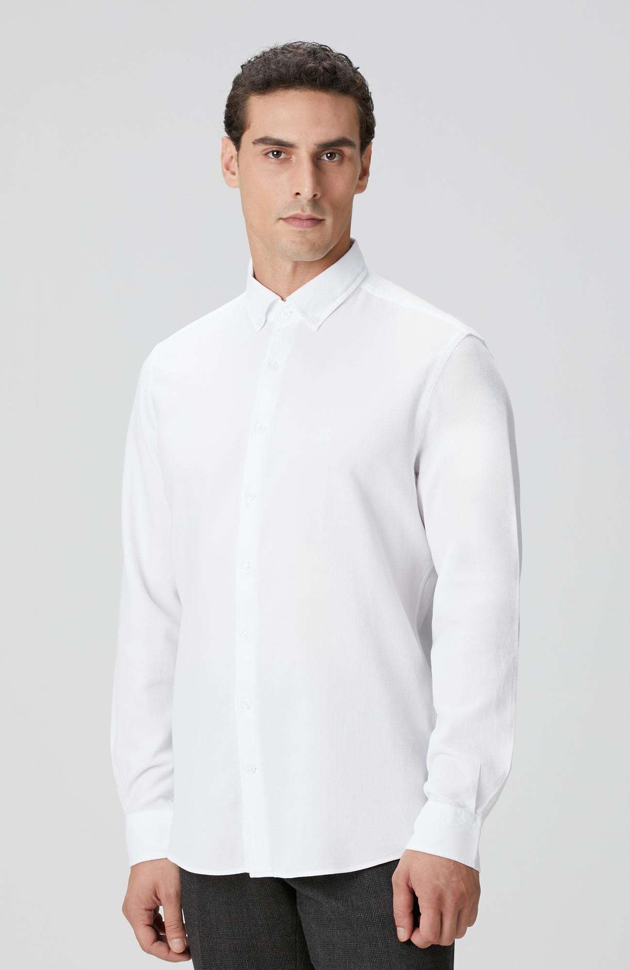 Network Erkek Beyaz Petek Desenli Gömlek