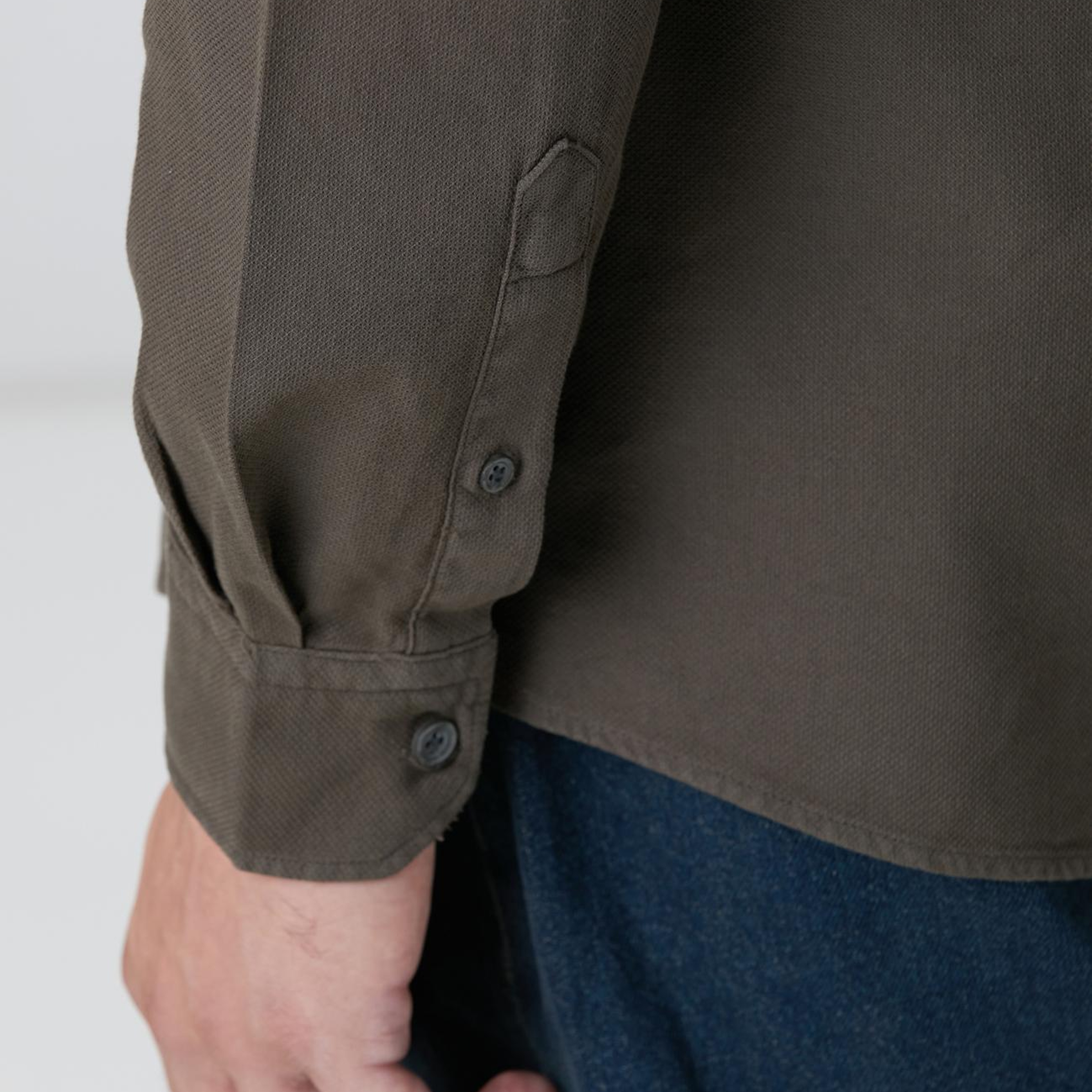 Network Erkek Haki Comfort Fit Petek Desen Parça Boya Gömlek