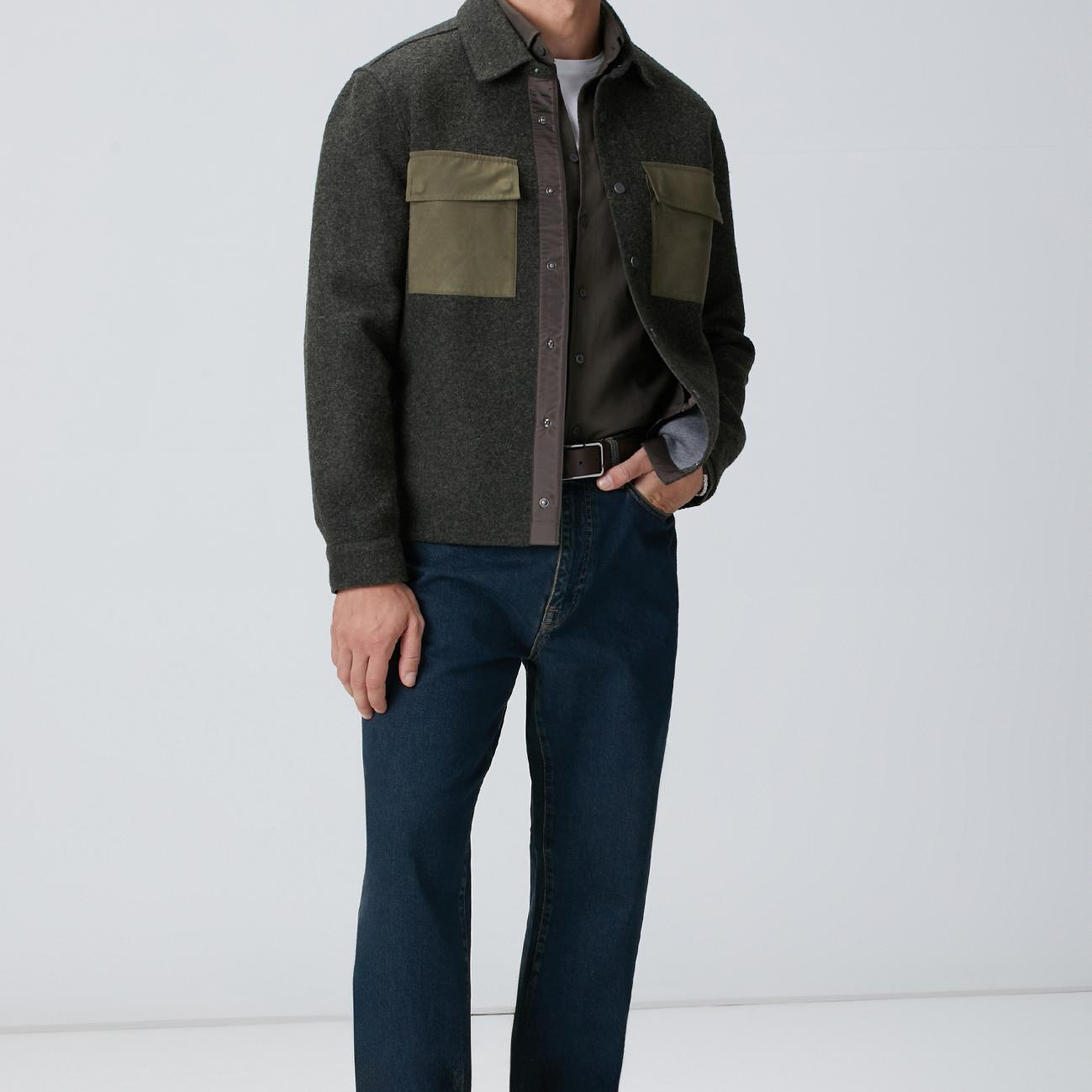 Network Erkek Haki Comfort Fit Petek Desen Parça Boya Gömlek