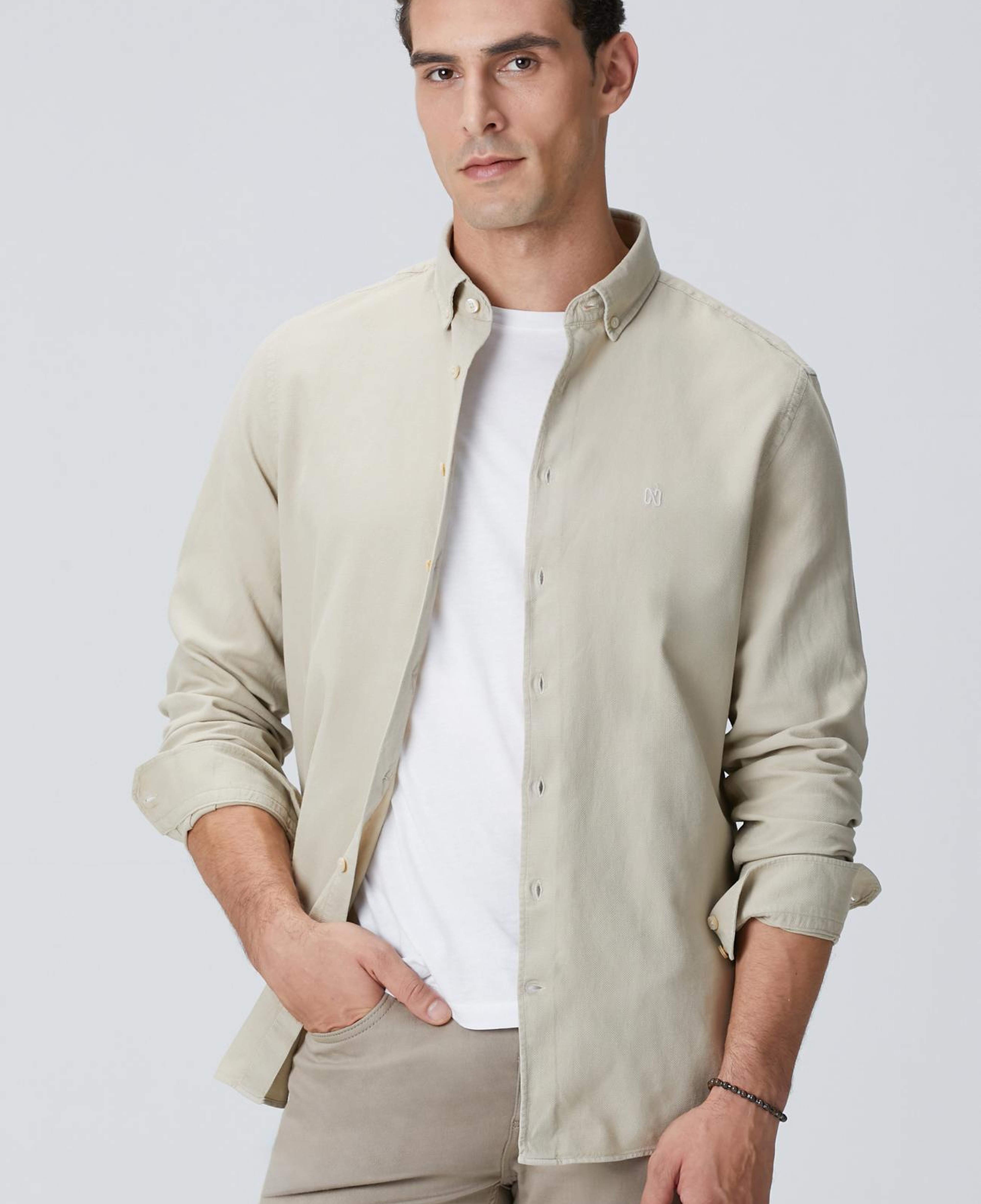 Network Erkek Vizon Comfort Fit Petek Desen Parça Boya Gömlek