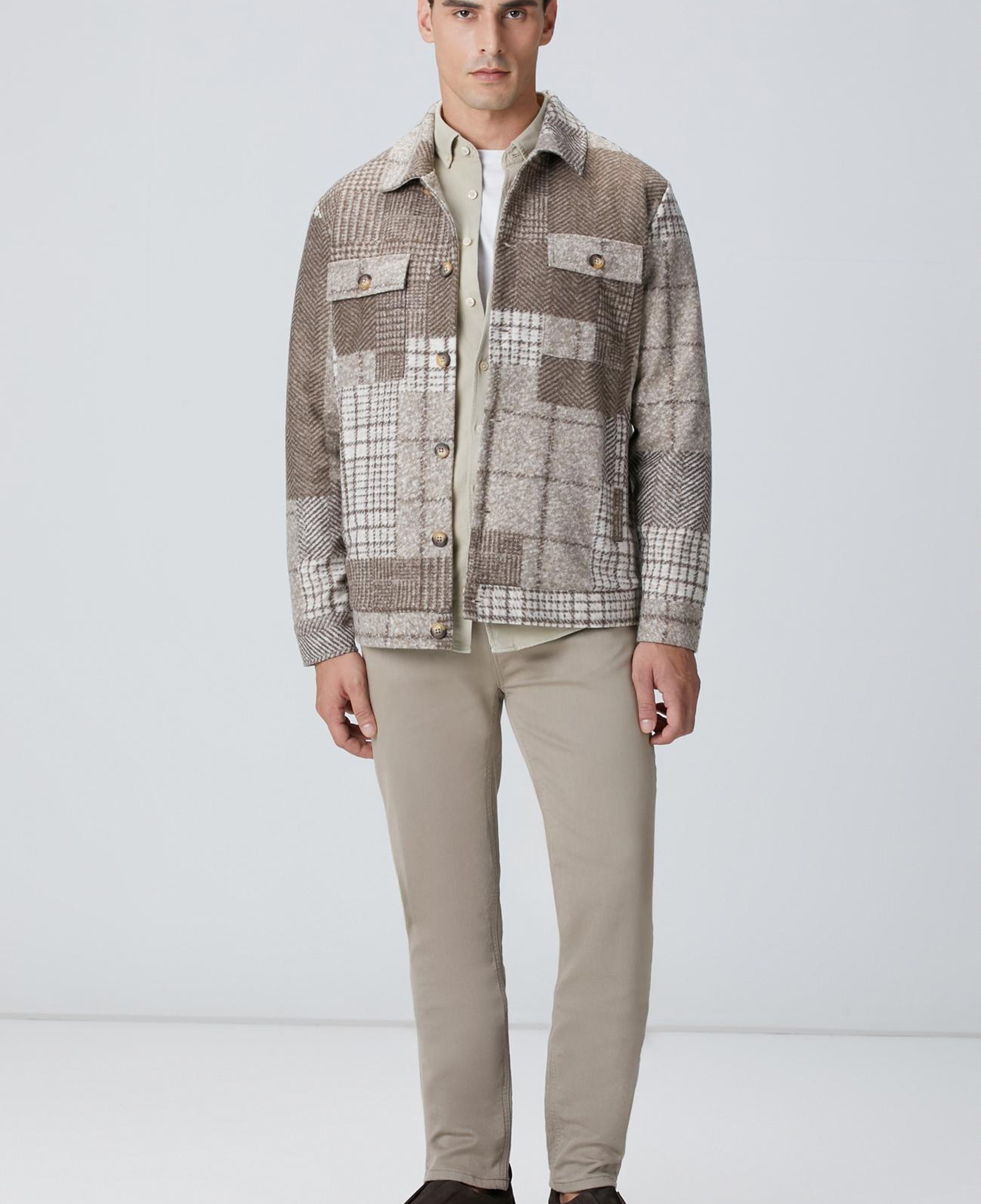 Network Erkek Vizon Comfort Fit Petek Desen Parça Boya Gömlek