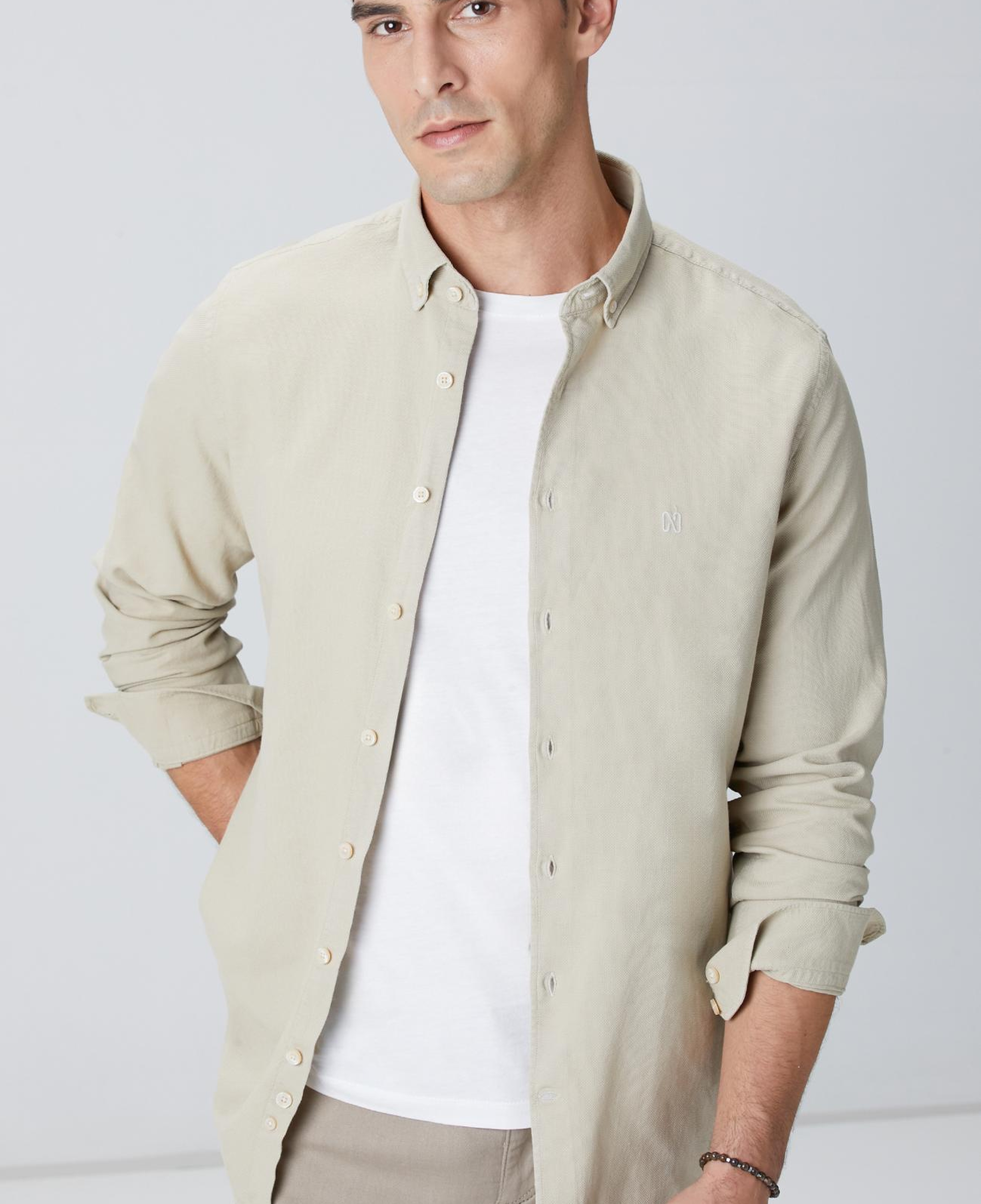 Network Erkek Vizon Comfort Fit Petek Desen Parça Boya Gömlek