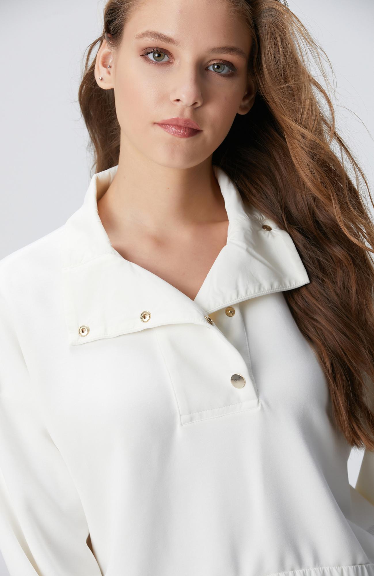 Network Kadın N-Tech Kırık Beyaz Çıtçıt Detaylı Sweatshirt