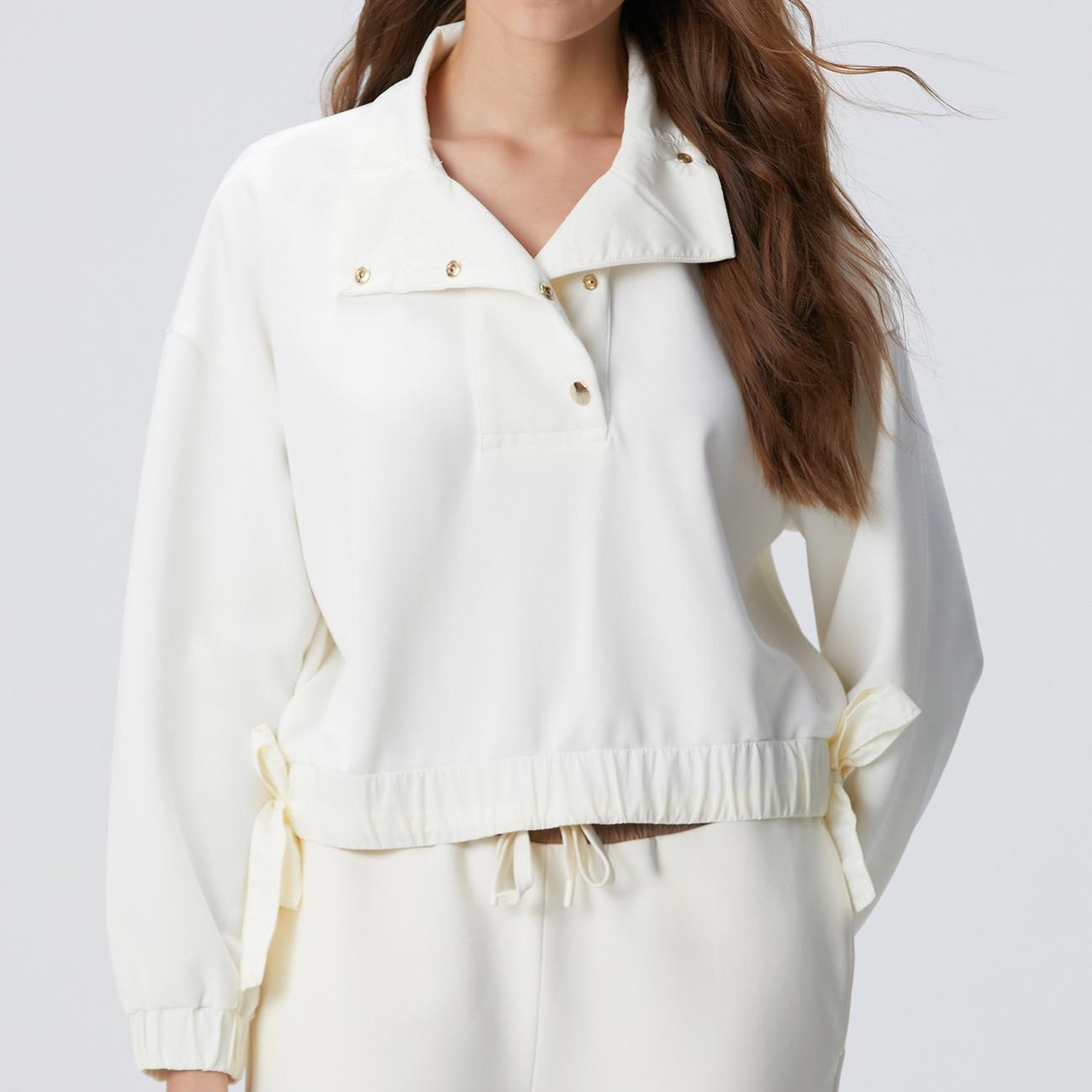 Network Kadın N-Tech Kırık Beyaz Çıtçıt Detaylı Sweatshirt