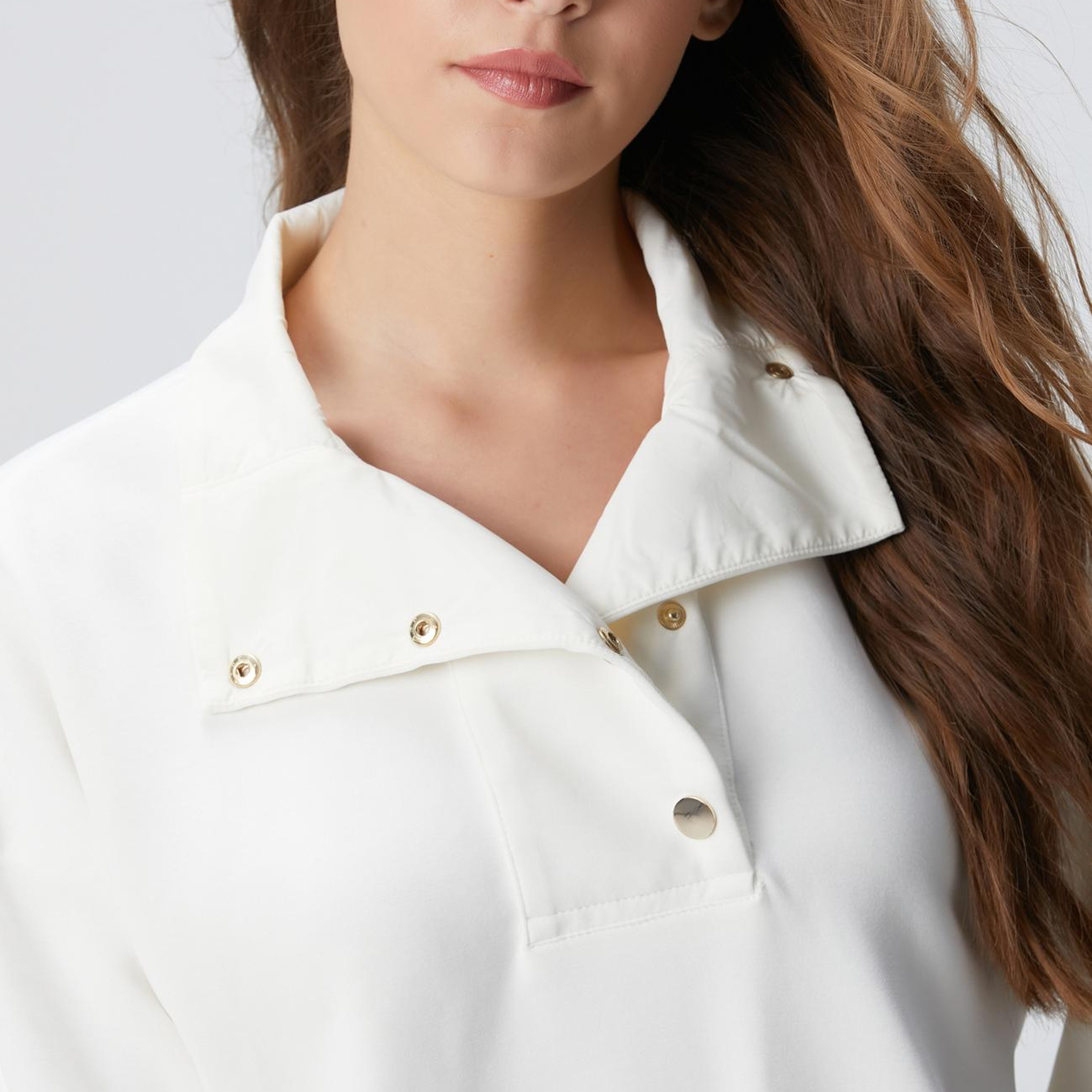 Network Kadın N-Tech Kırık Beyaz Çıtçıt Detaylı Sweatshirt