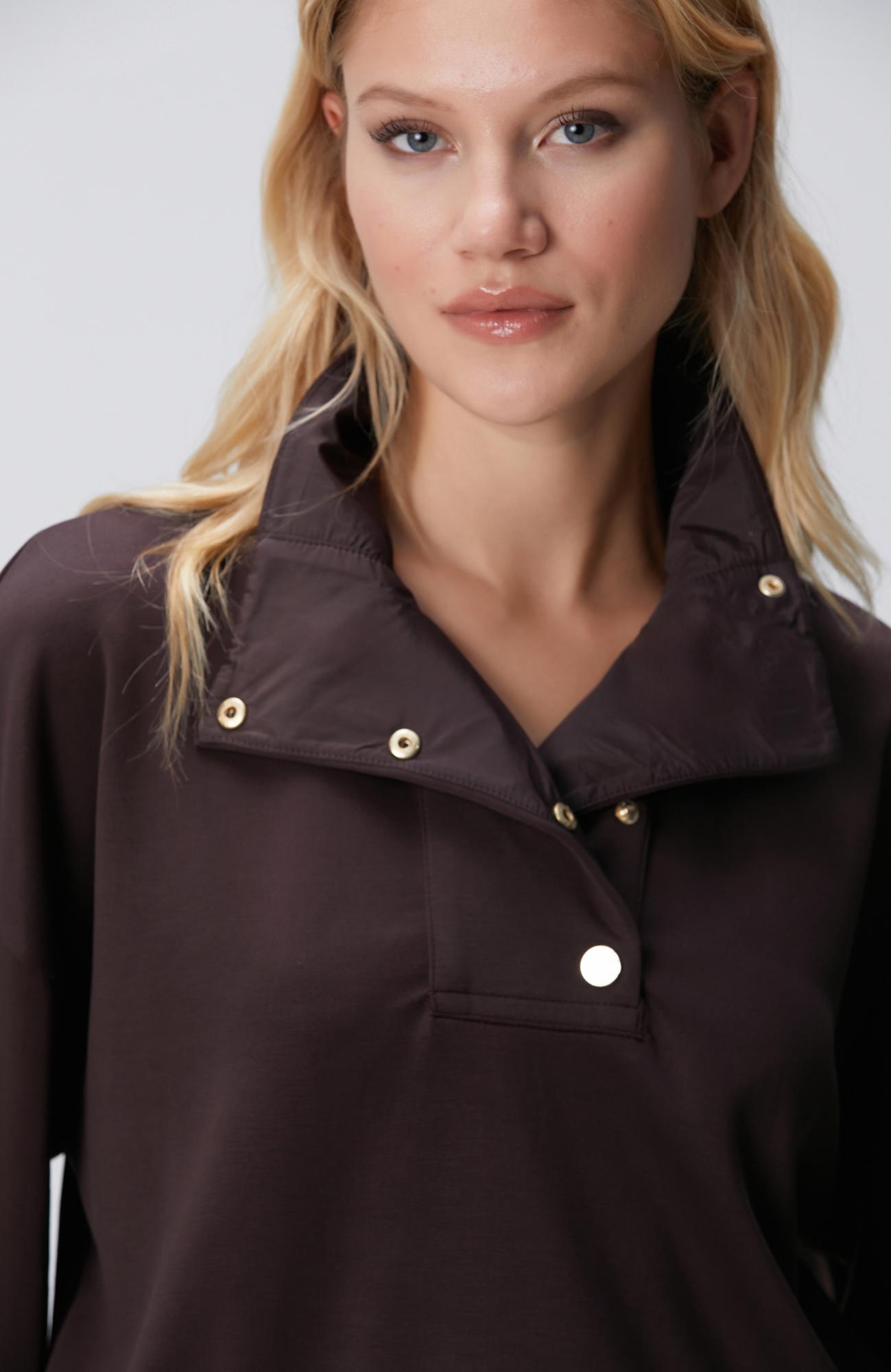 Network Kadın N-Tech Kahverengi Çıtçıt Detaylı Sweatshirt