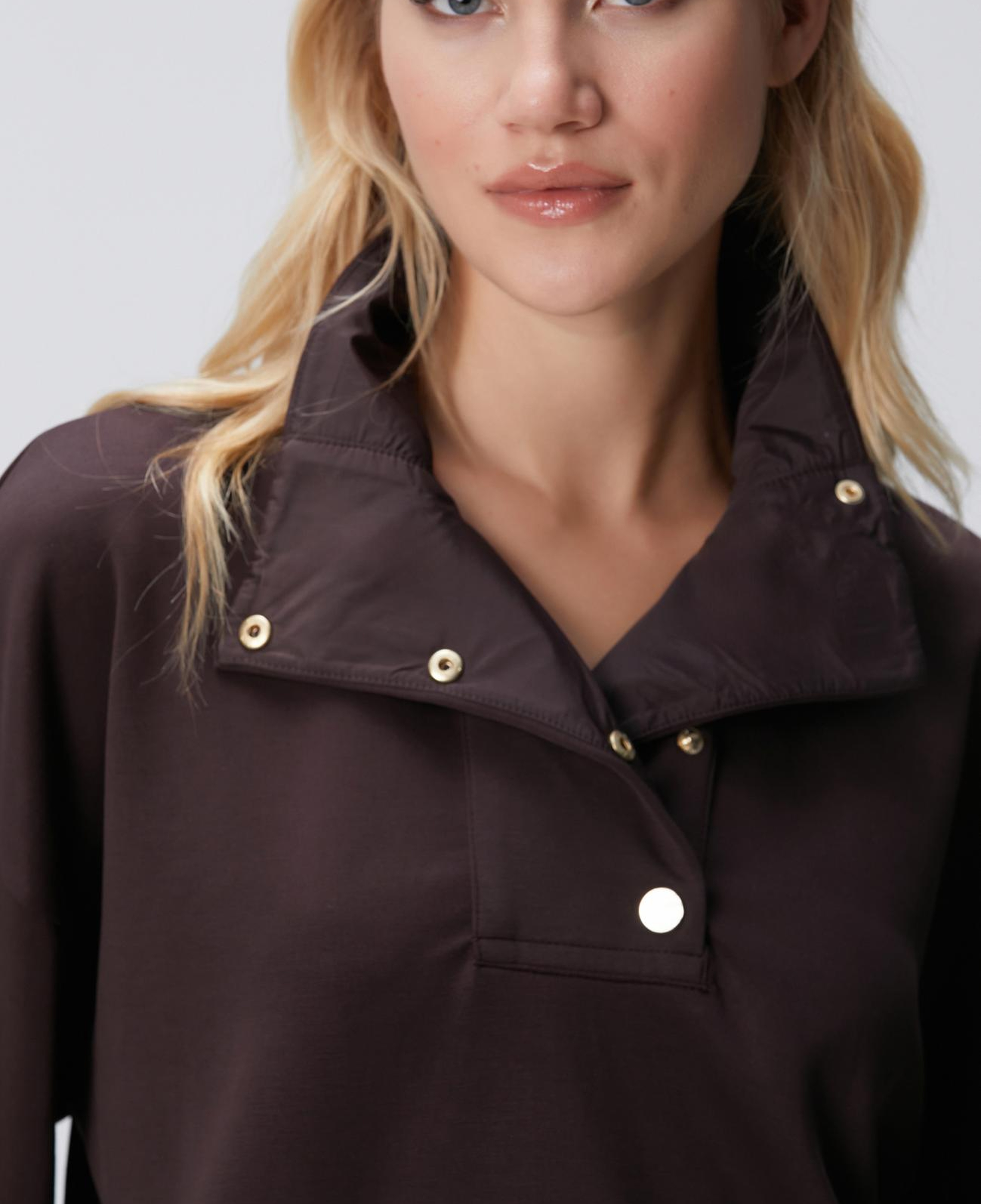 Network Kadın N-Tech Kahverengi Çıtçıt Detaylı Sweatshirt