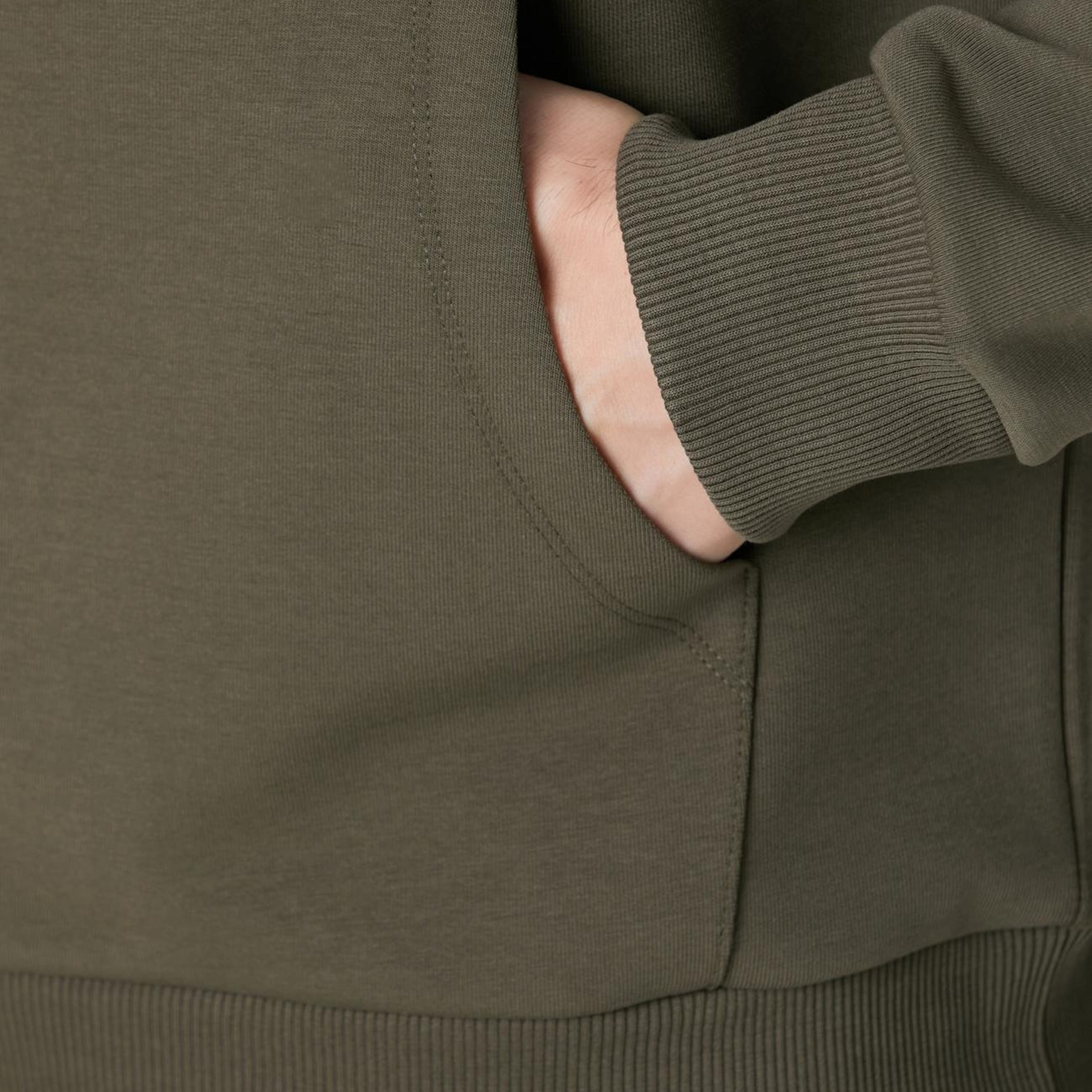 Network Erkek Haki Kanguru Cepli Sweatshirt