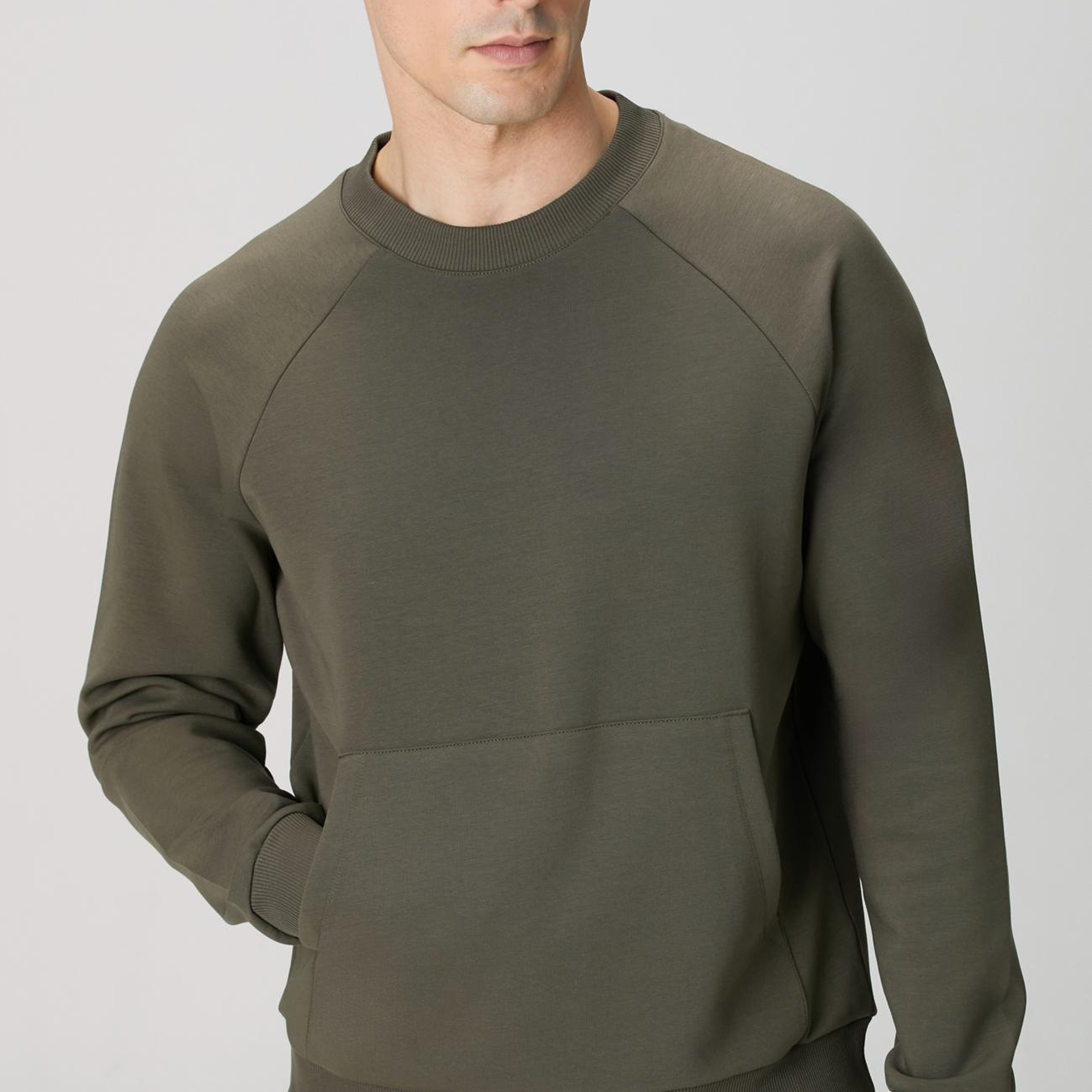 Network Erkek Haki Kanguru Cepli Sweatshirt