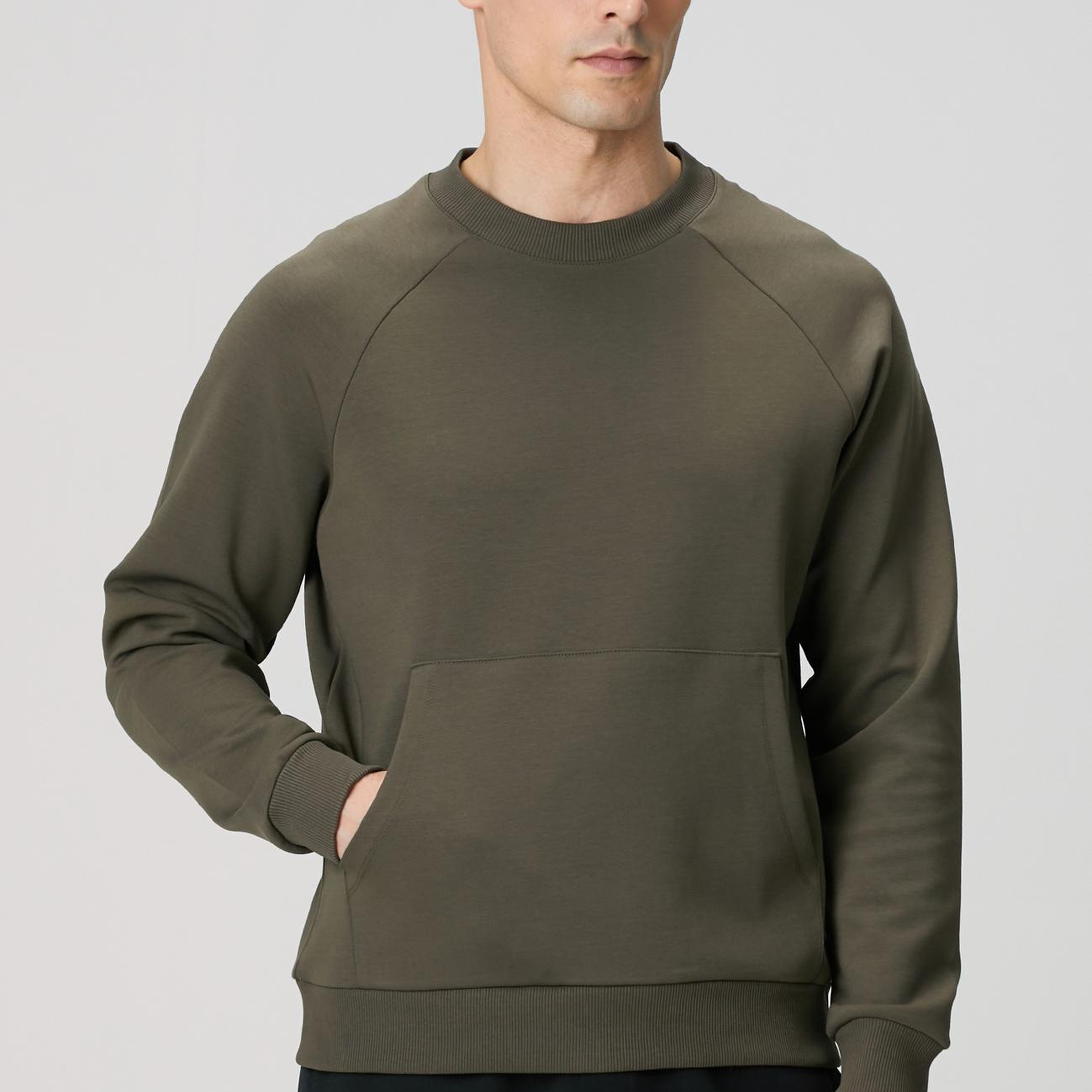 Network Erkek Haki Kanguru Cepli Sweatshirt