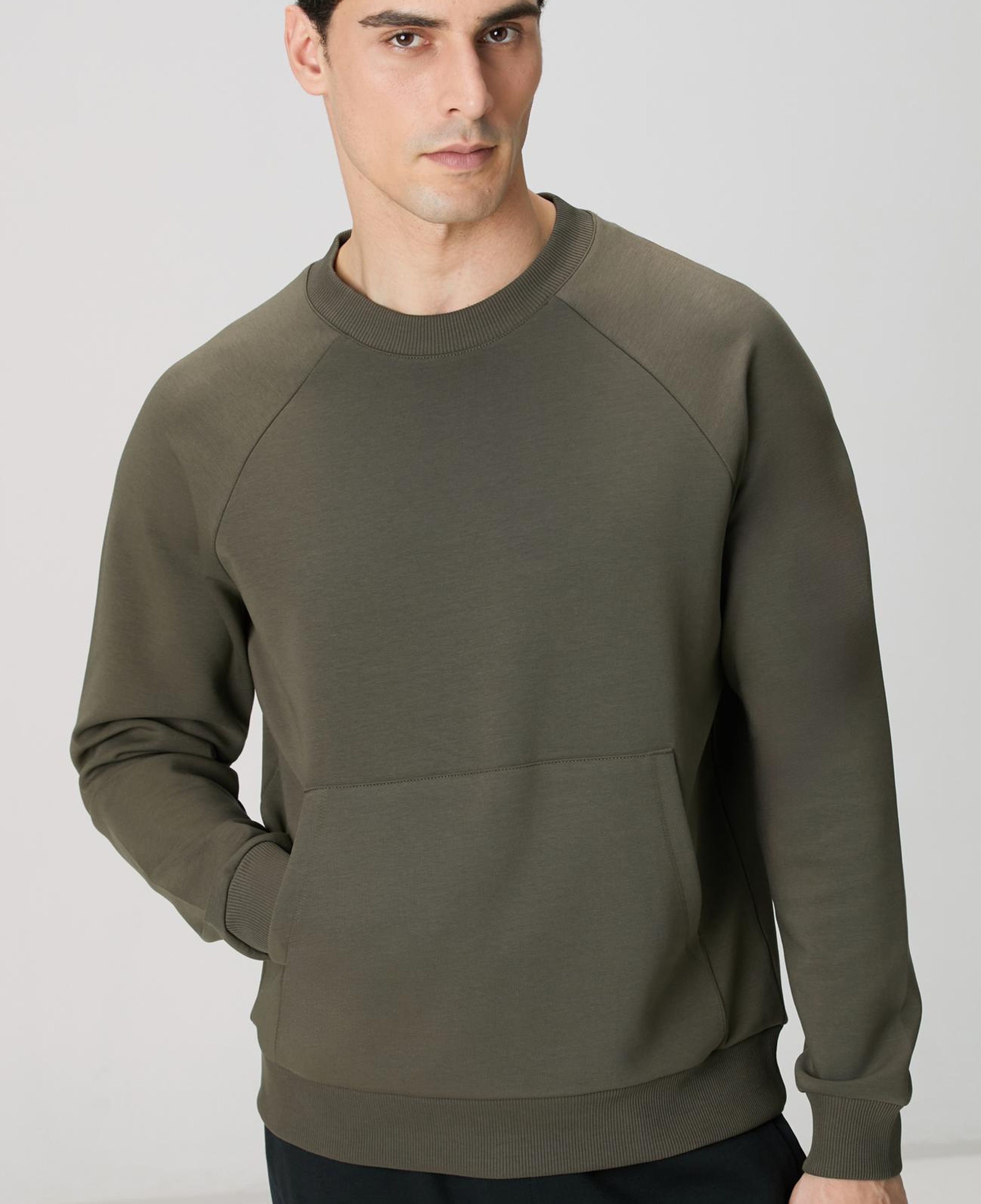 Network Erkek Haki Kanguru Cepli Sweatshirt