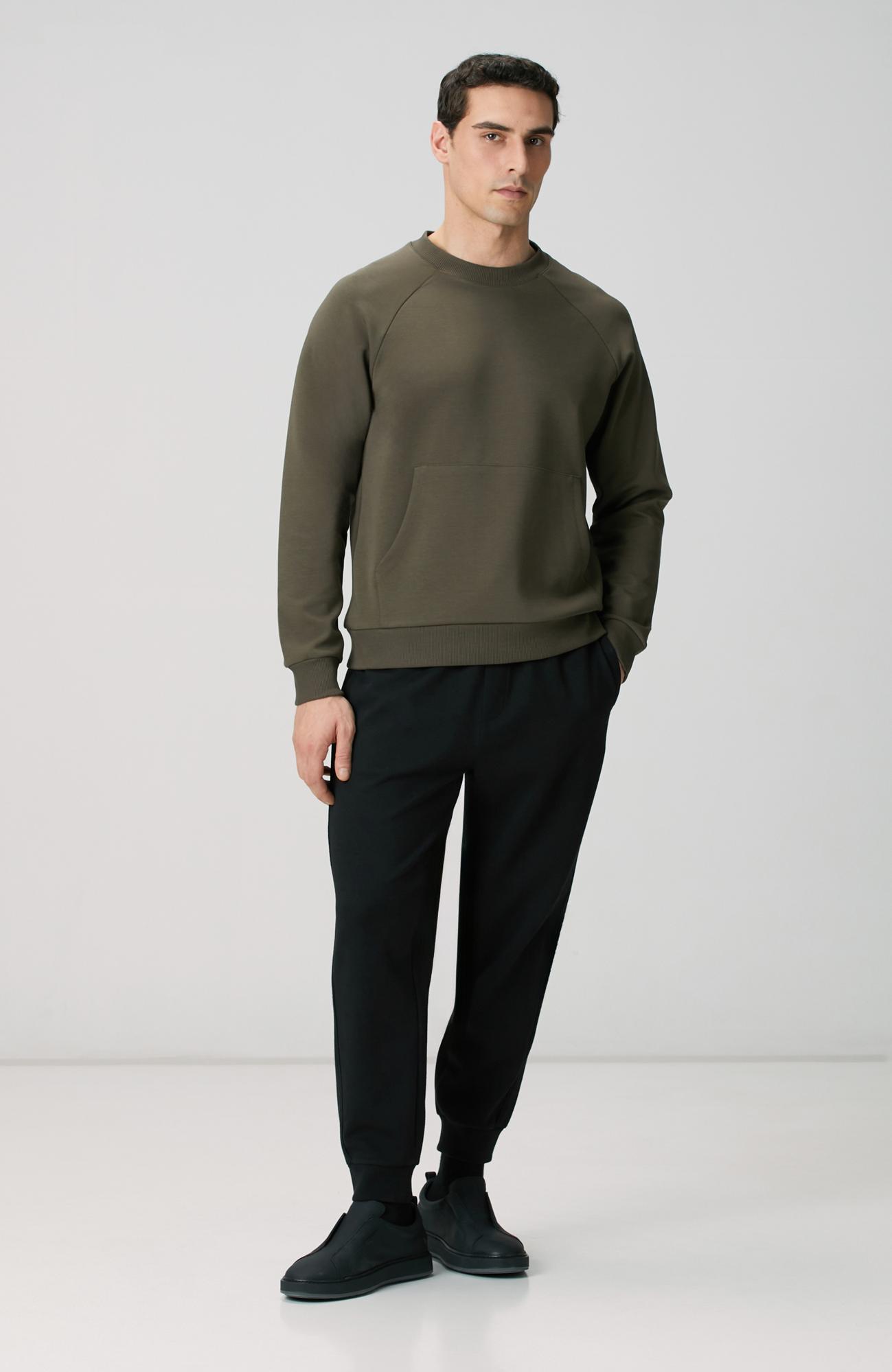 Network Erkek Haki Kanguru Cepli Sweatshirt