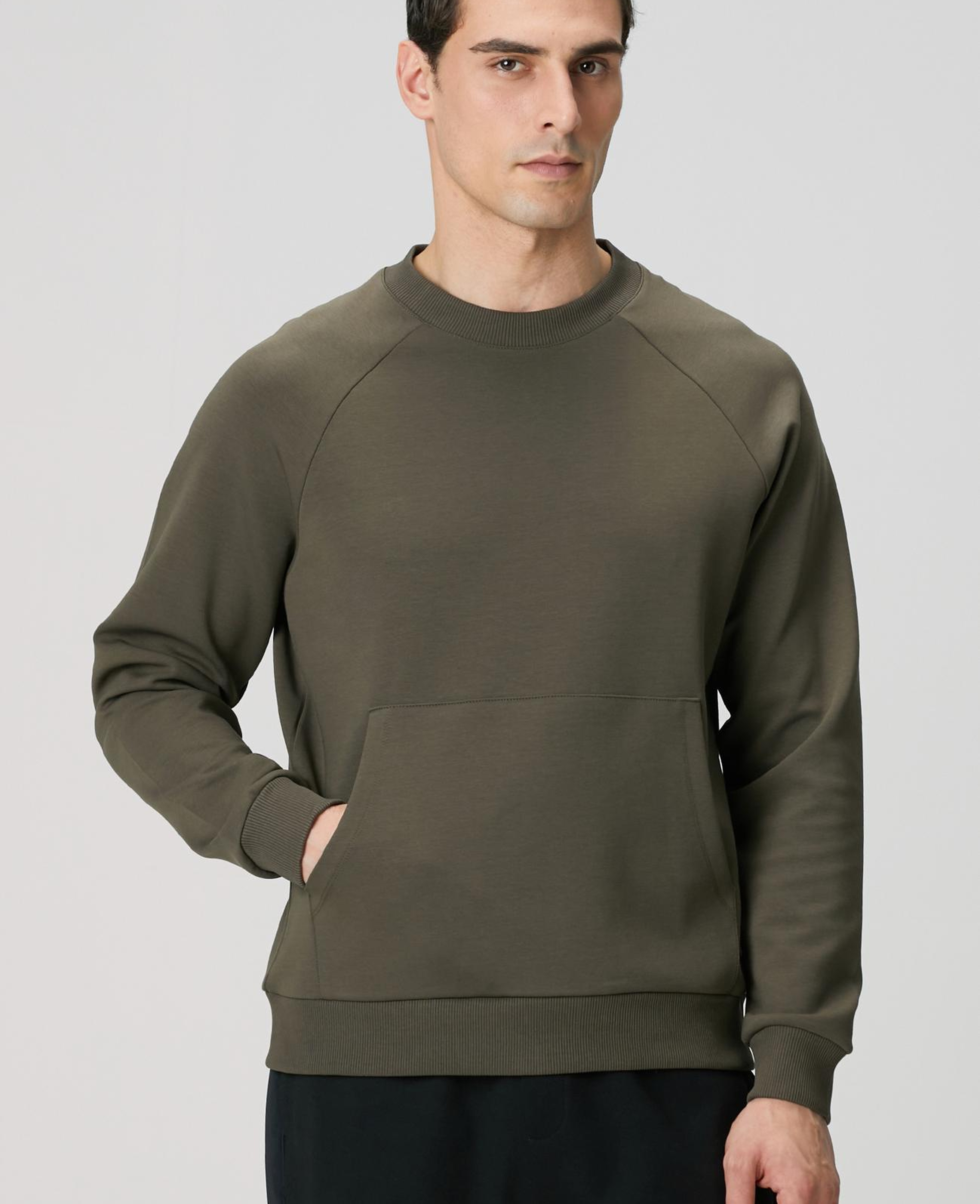 Network Erkek Haki Kanguru Cepli Sweatshirt