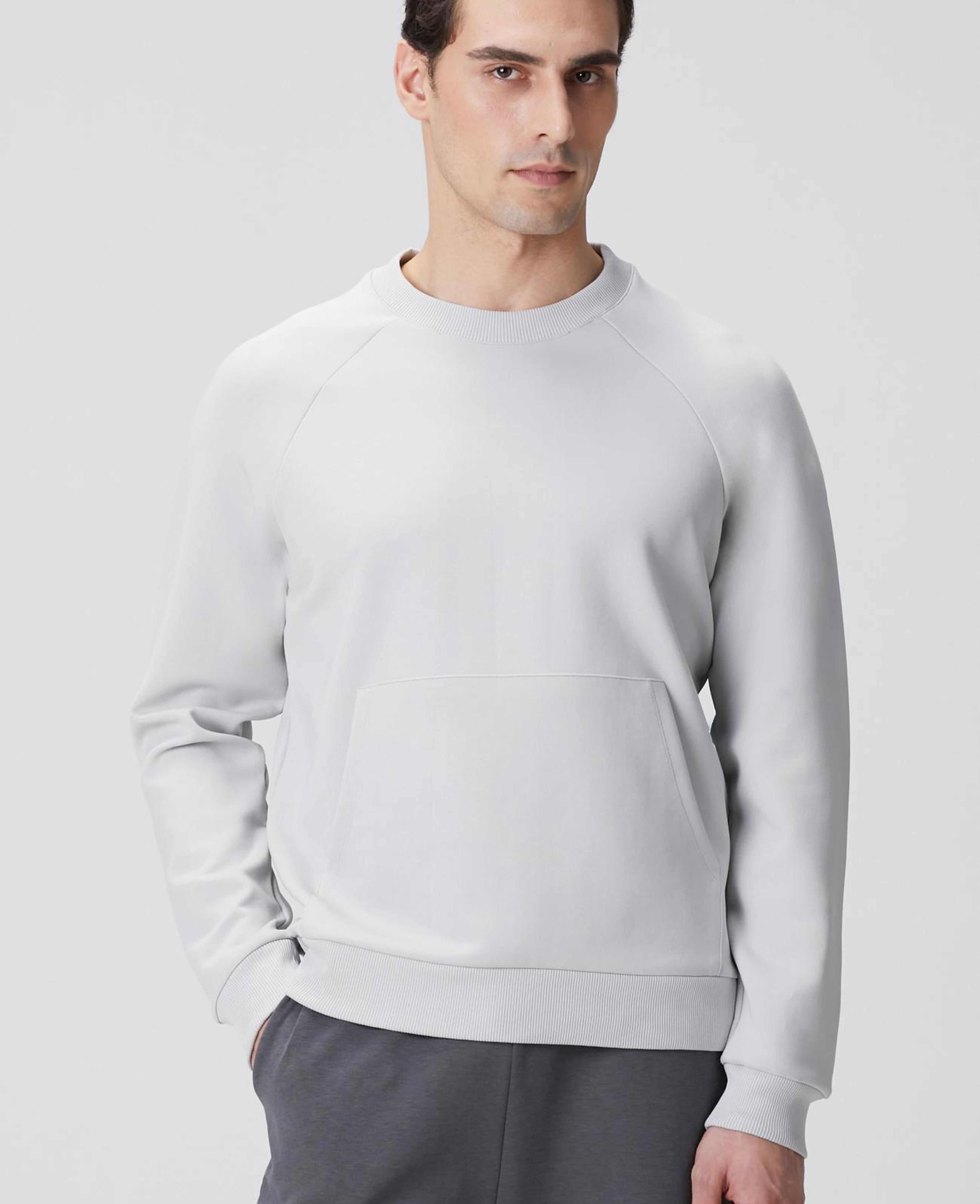 Network Erkek Gri Melanj Kanguru Cepli Sweatshirt