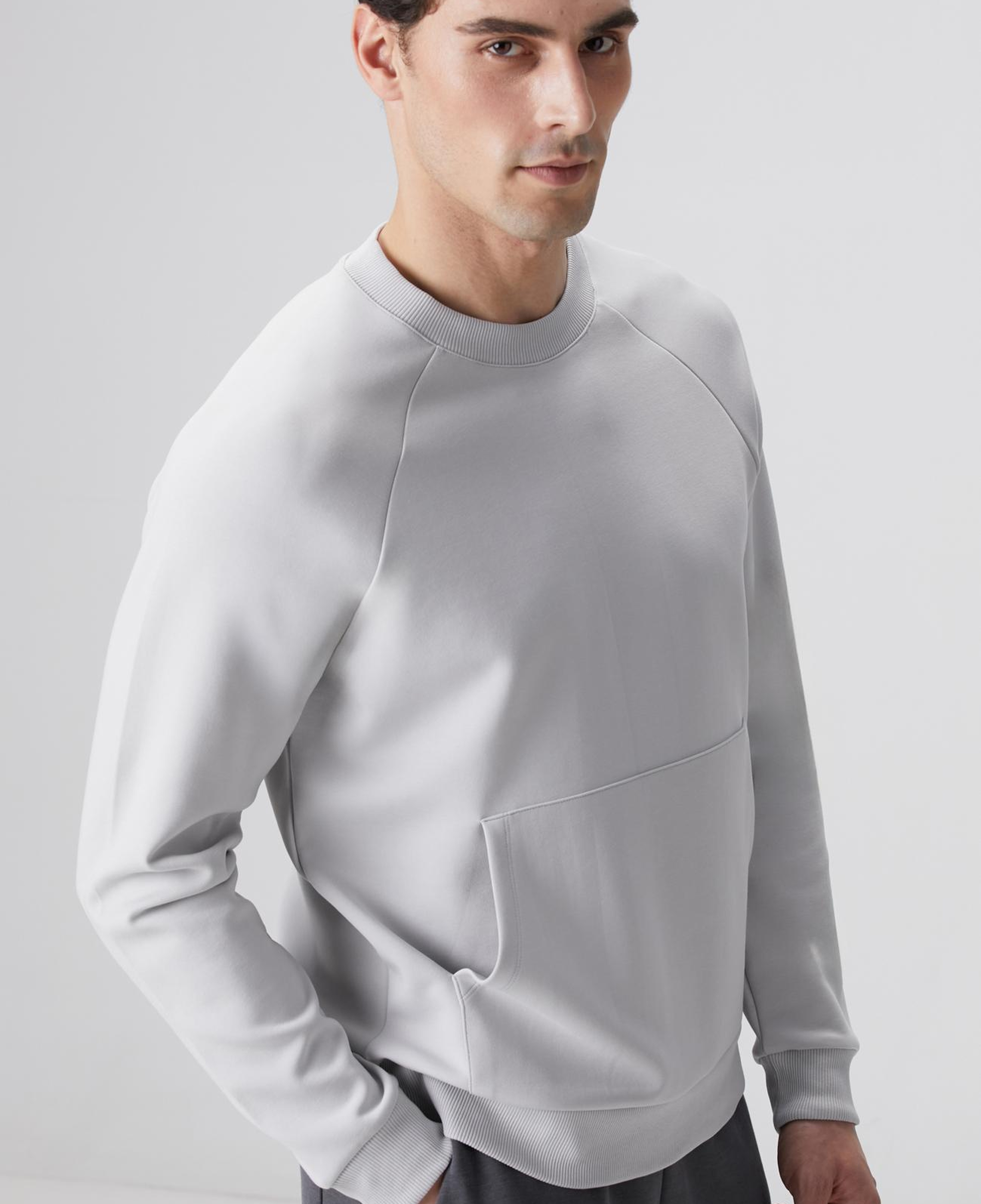 Network Erkek Gri Melanj Kanguru Cepli Sweatshirt