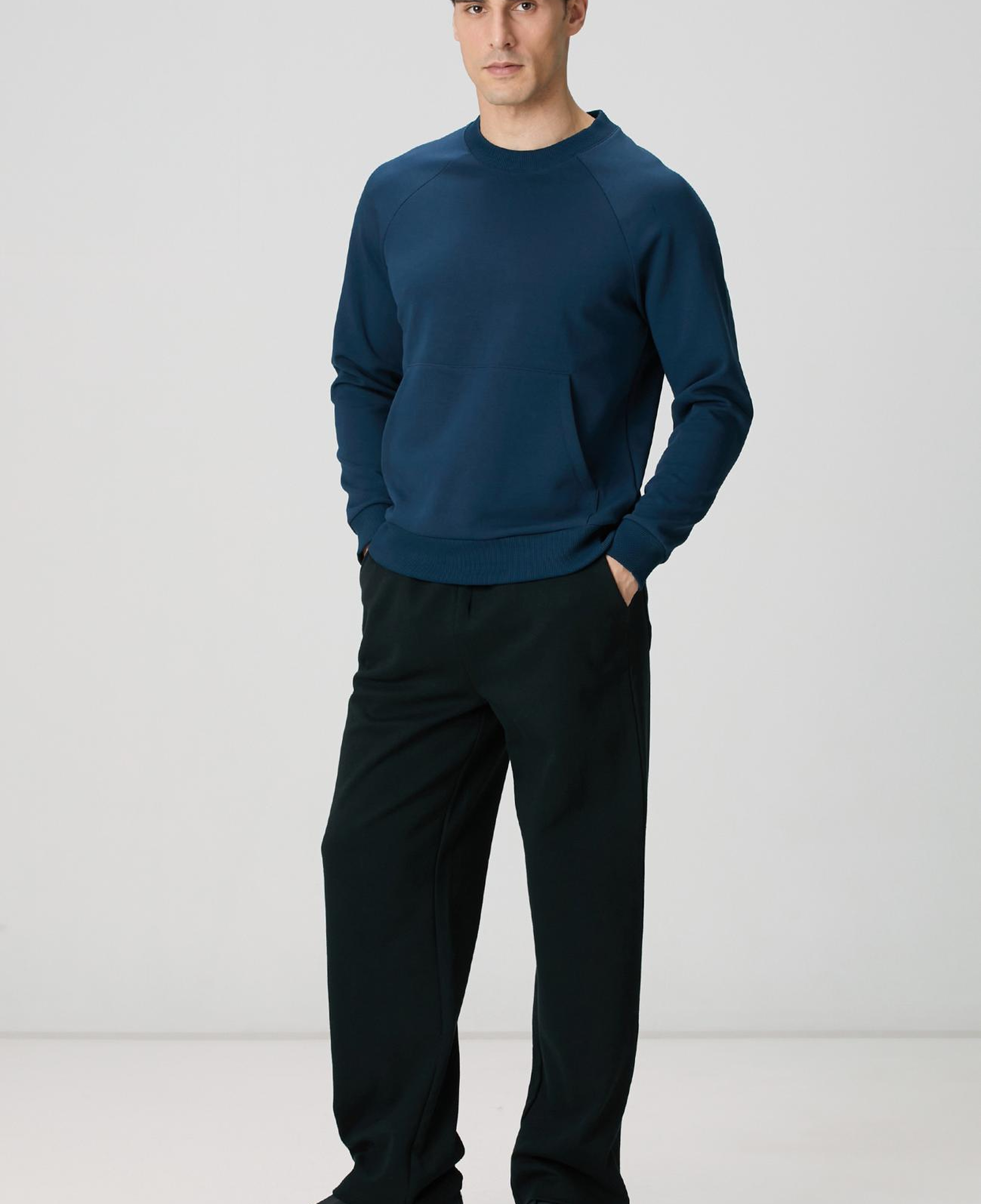 Network Erkek İndigo Kanguru Cepli Sweatshirt