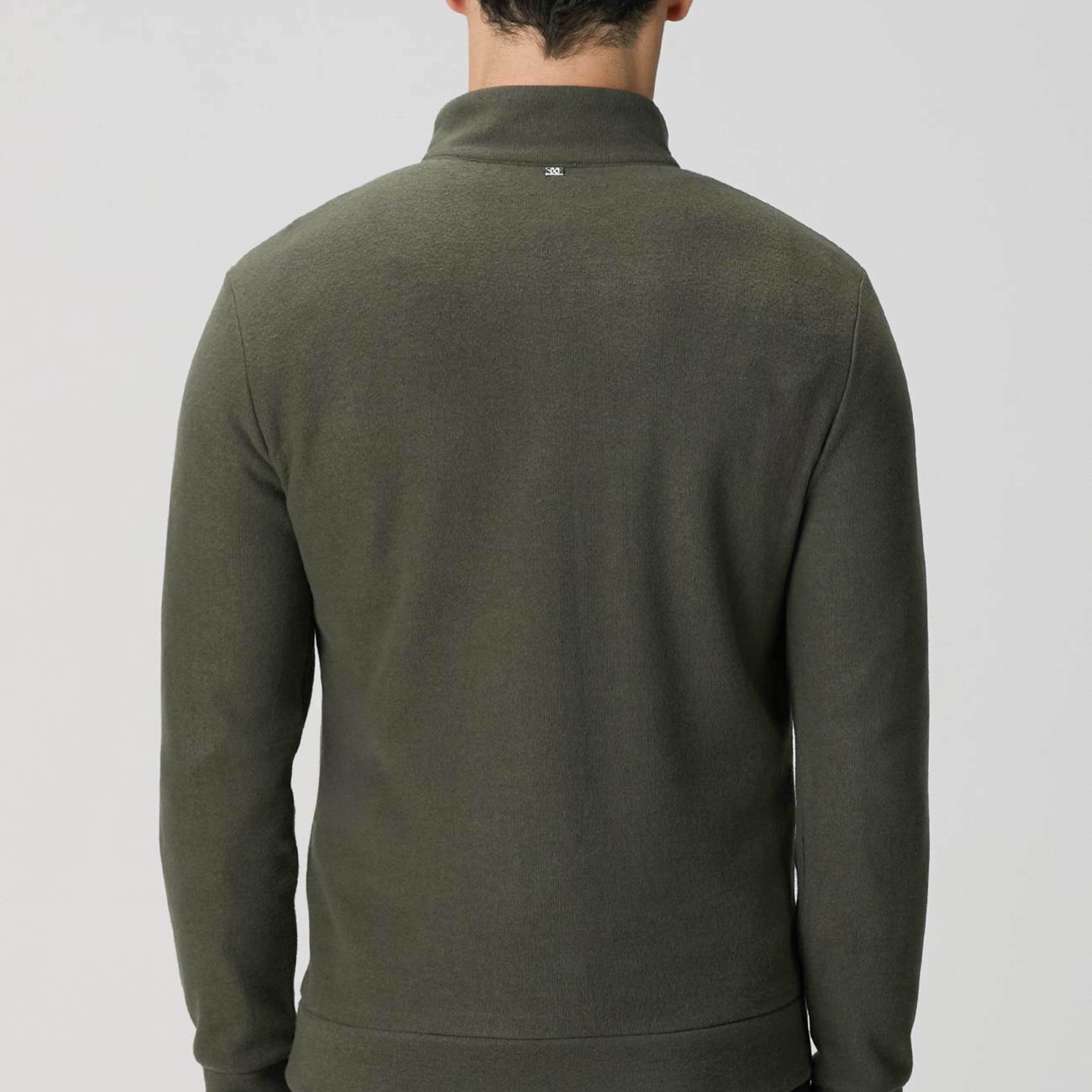 Network Erkek Haki Süet Garni Detaylı Sweatshirt