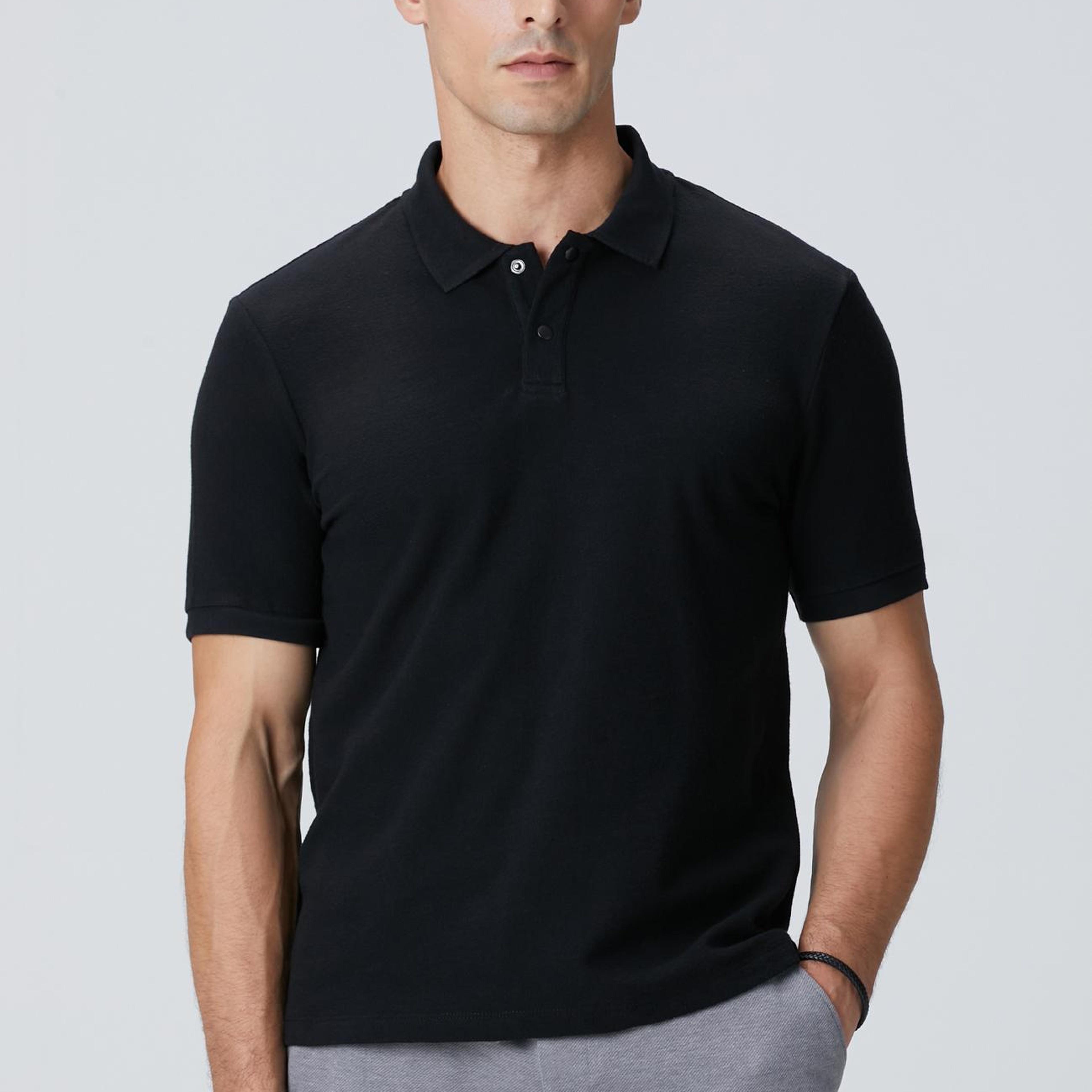 Network Erkek Siyah Çıtçıtlı T-shirt