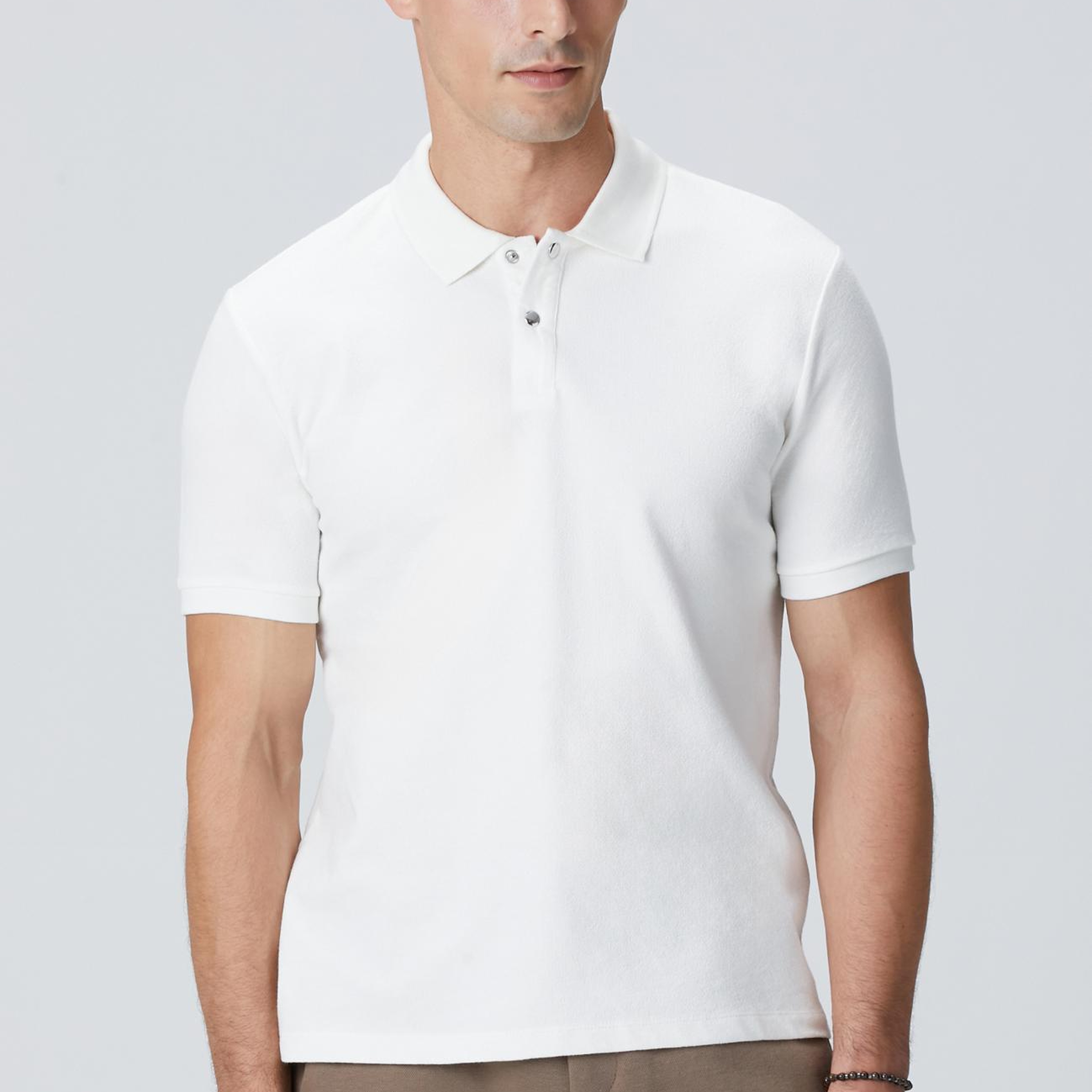 Network Erkek Kırık Beyaz Çıtçıtlı T-shirt