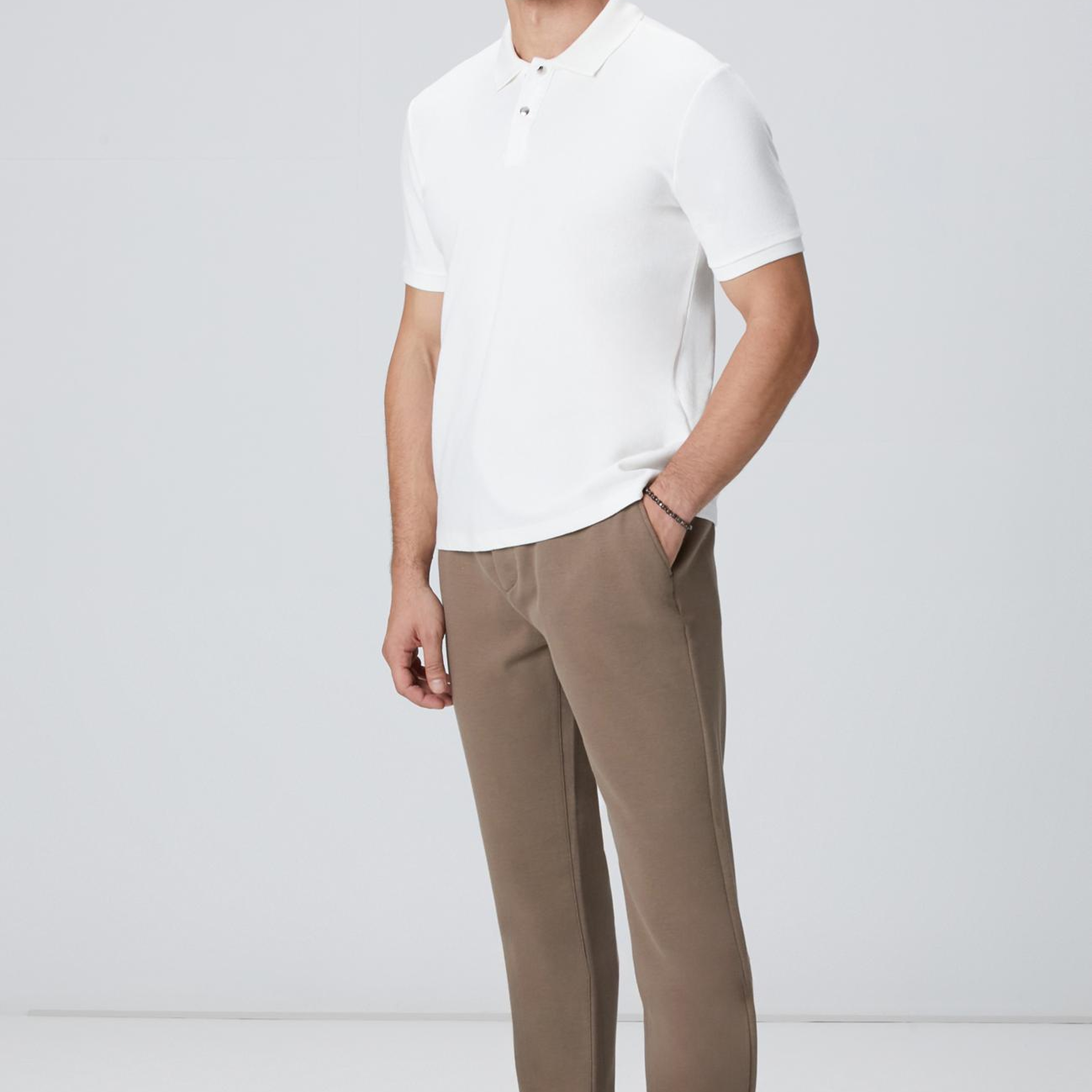 Network Erkek Kırık Beyaz Çıtçıtlı T-shirt