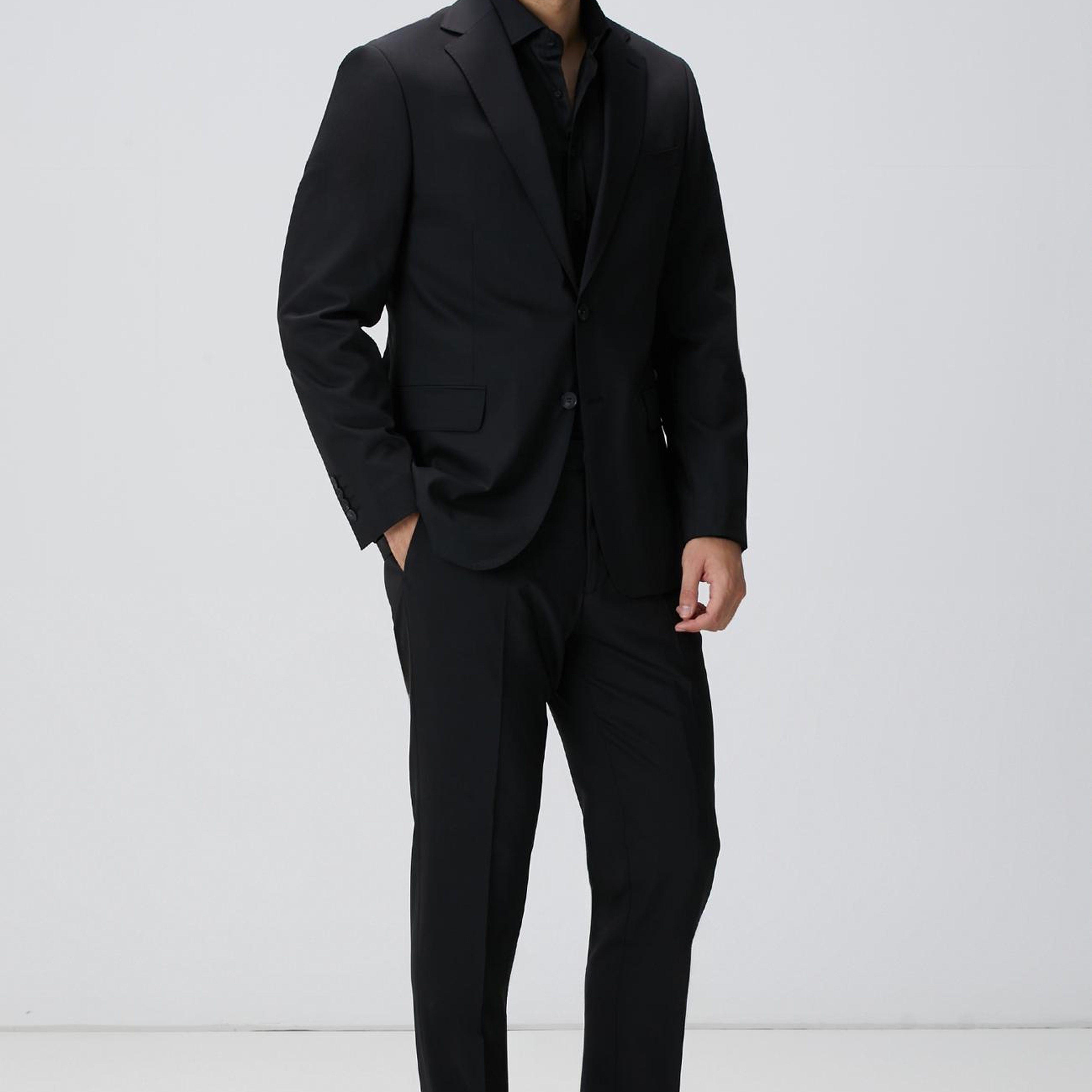 Network Erkek Slim Fit Siyah Pamuk Saten Gömlek