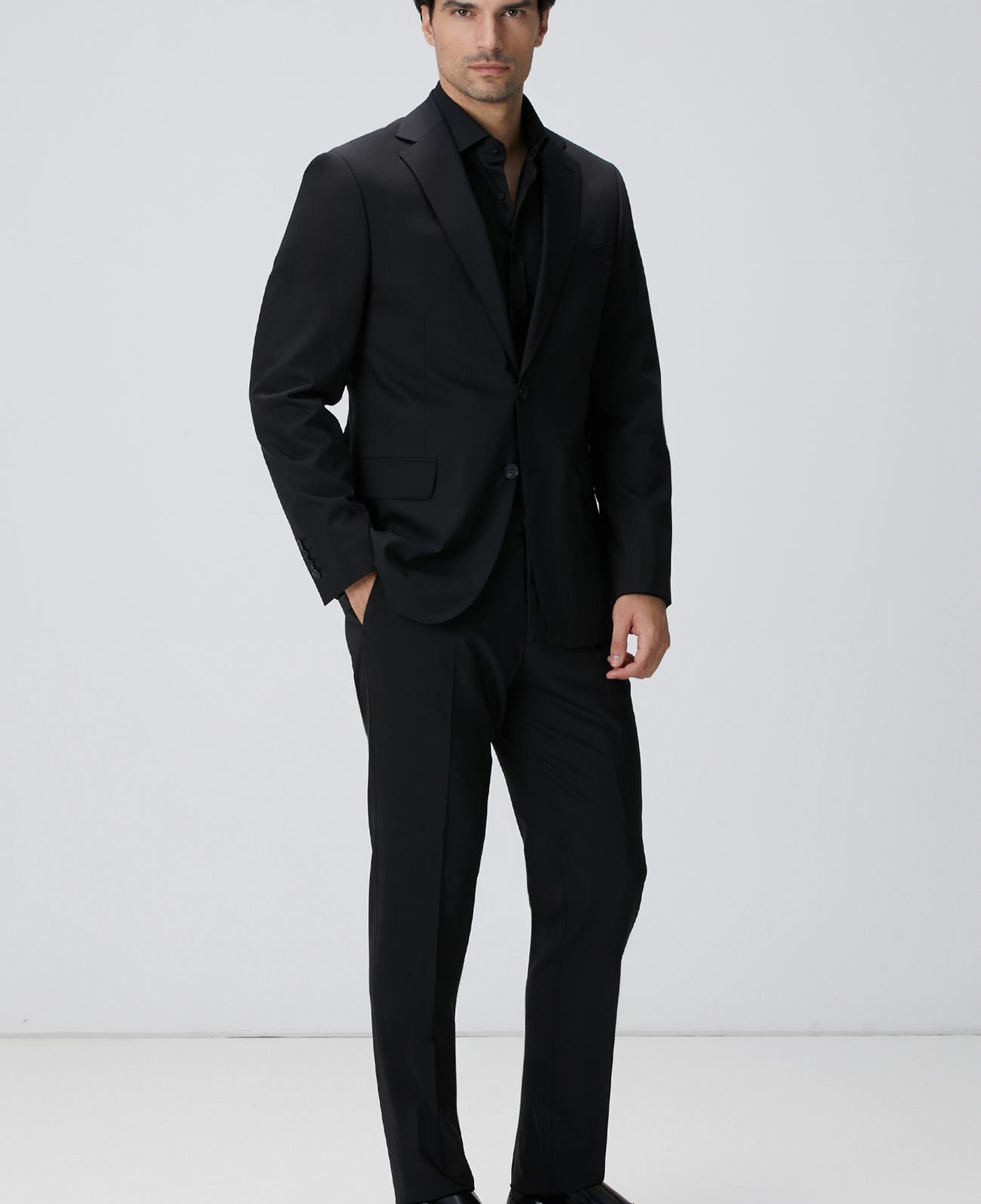 Network Erkek Slim Fit Siyah Pamuk Saten Gömlek