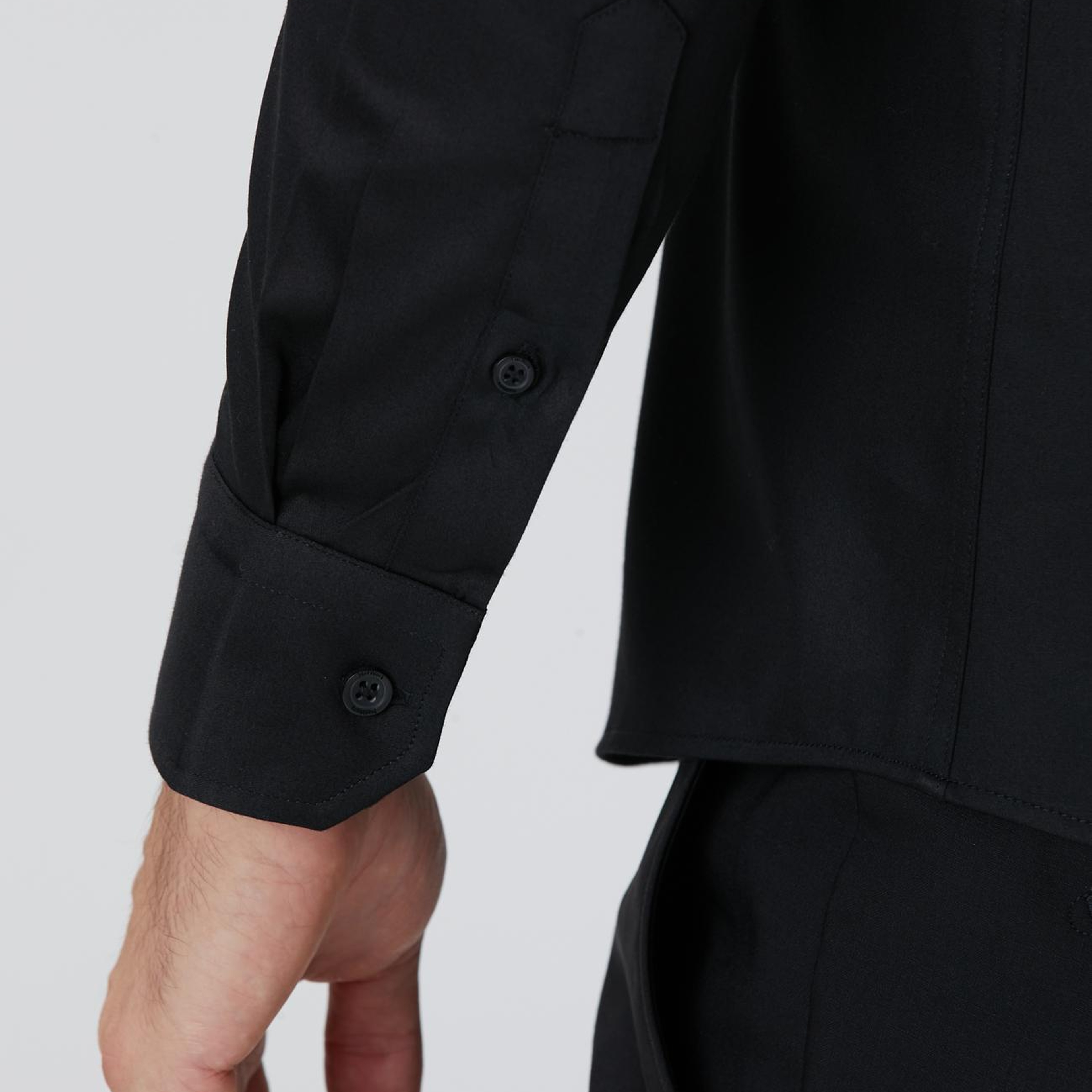 Network Erkek Slim Fit Siyah Pamuk Saten Gömlek