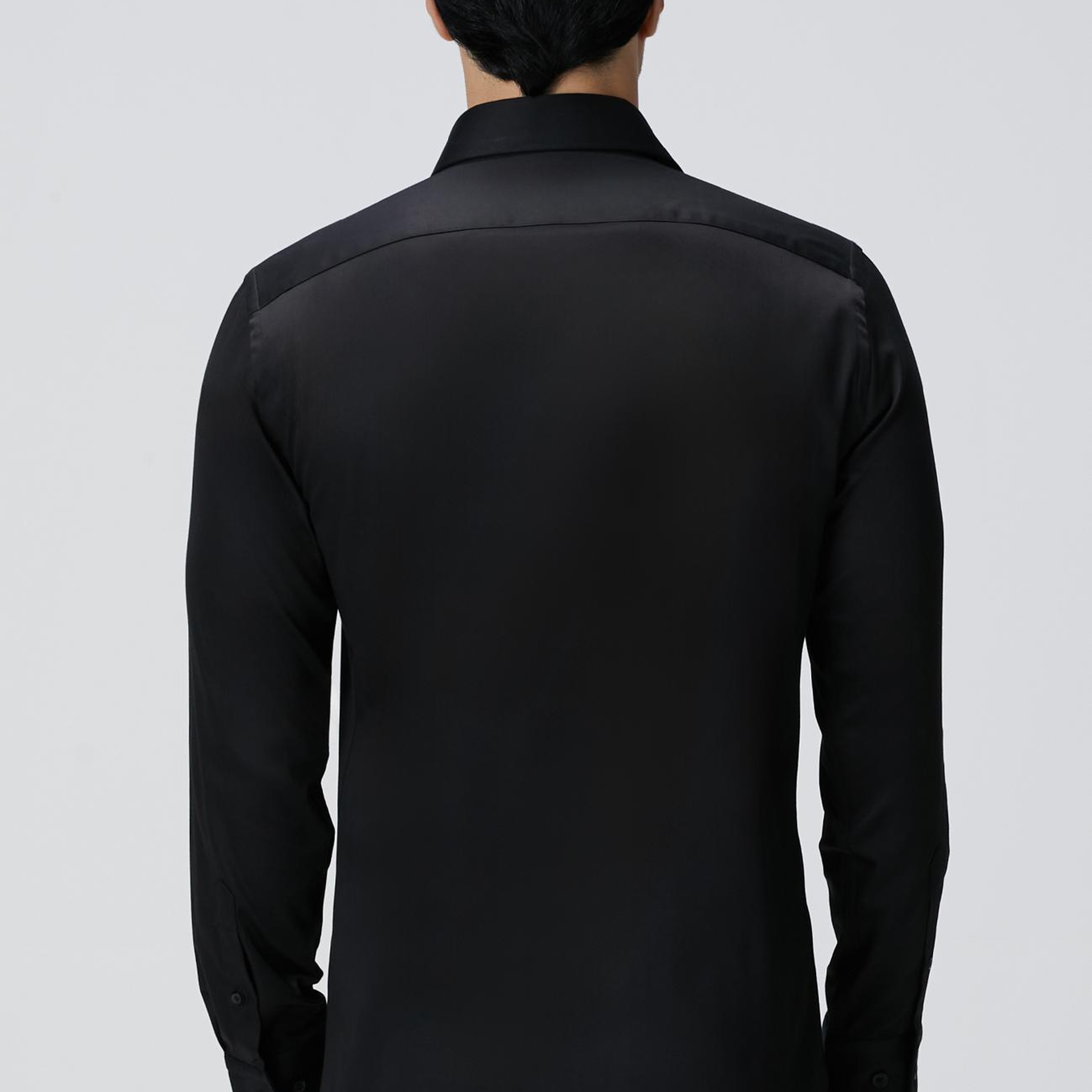 Network Erkek Slim Fit Siyah Pamuk Saten Gömlek