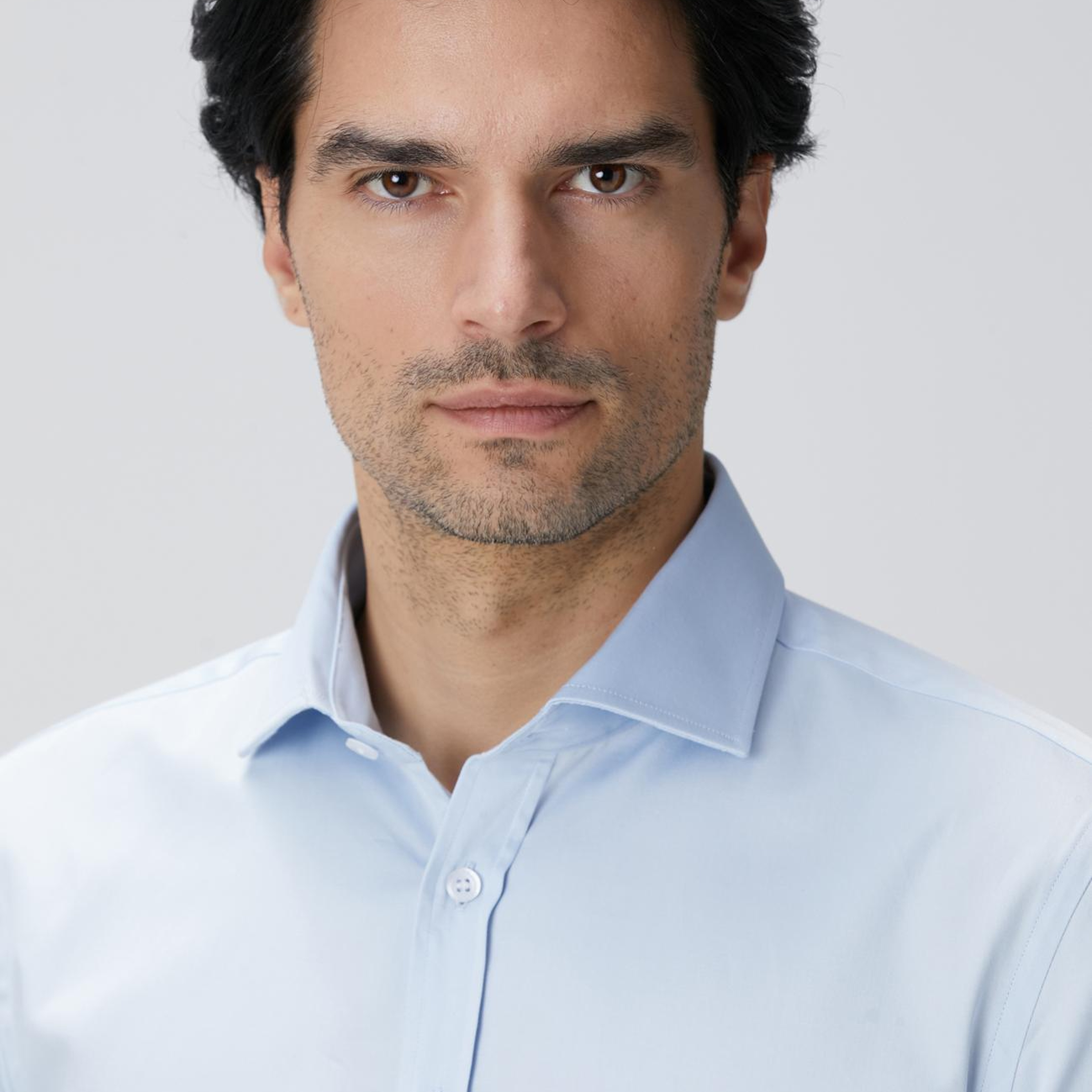 Network Erkek Slim Fit Mavi Pamuk Saten Gömlek