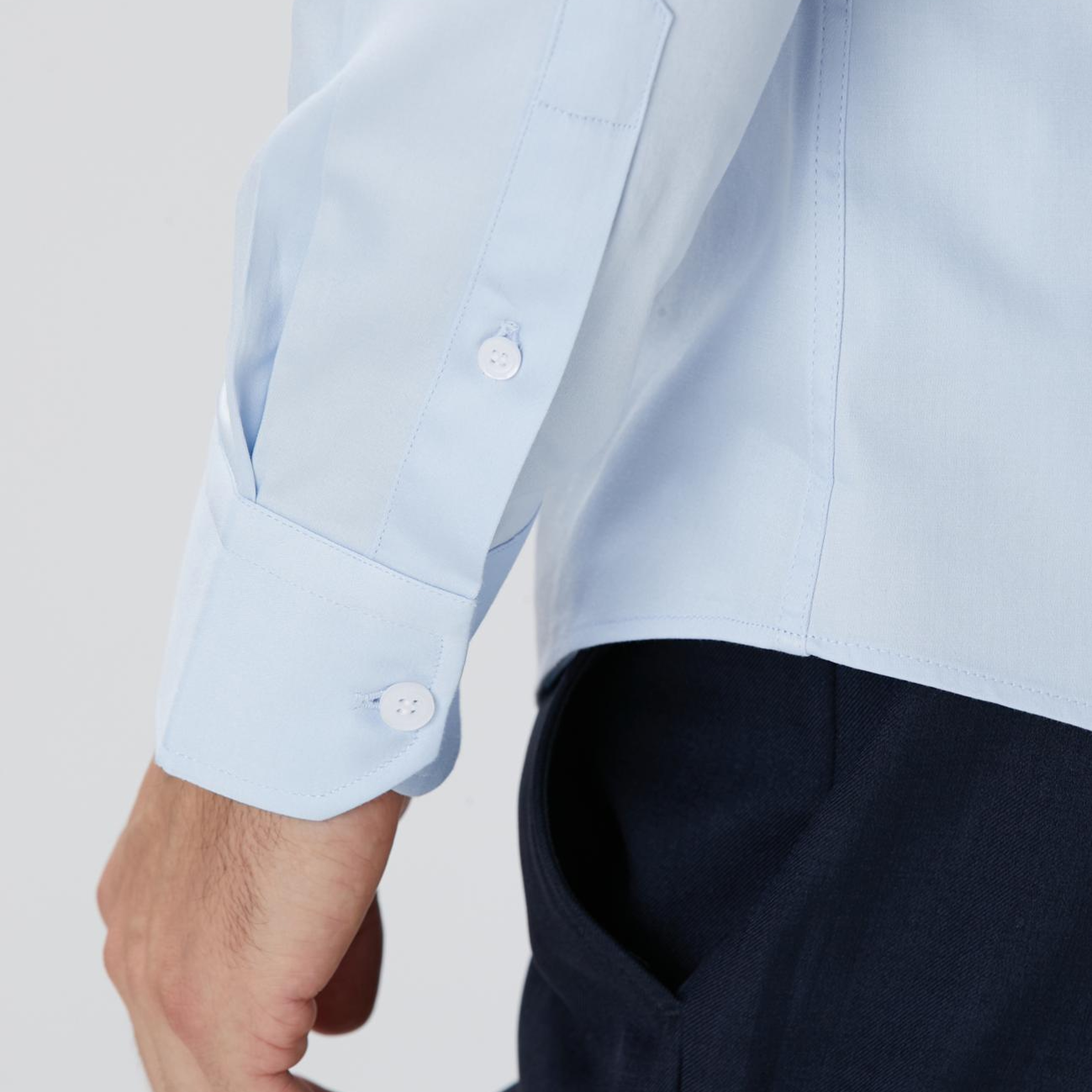 Network Erkek Slim Fit Mavi Pamuk Saten Gömlek