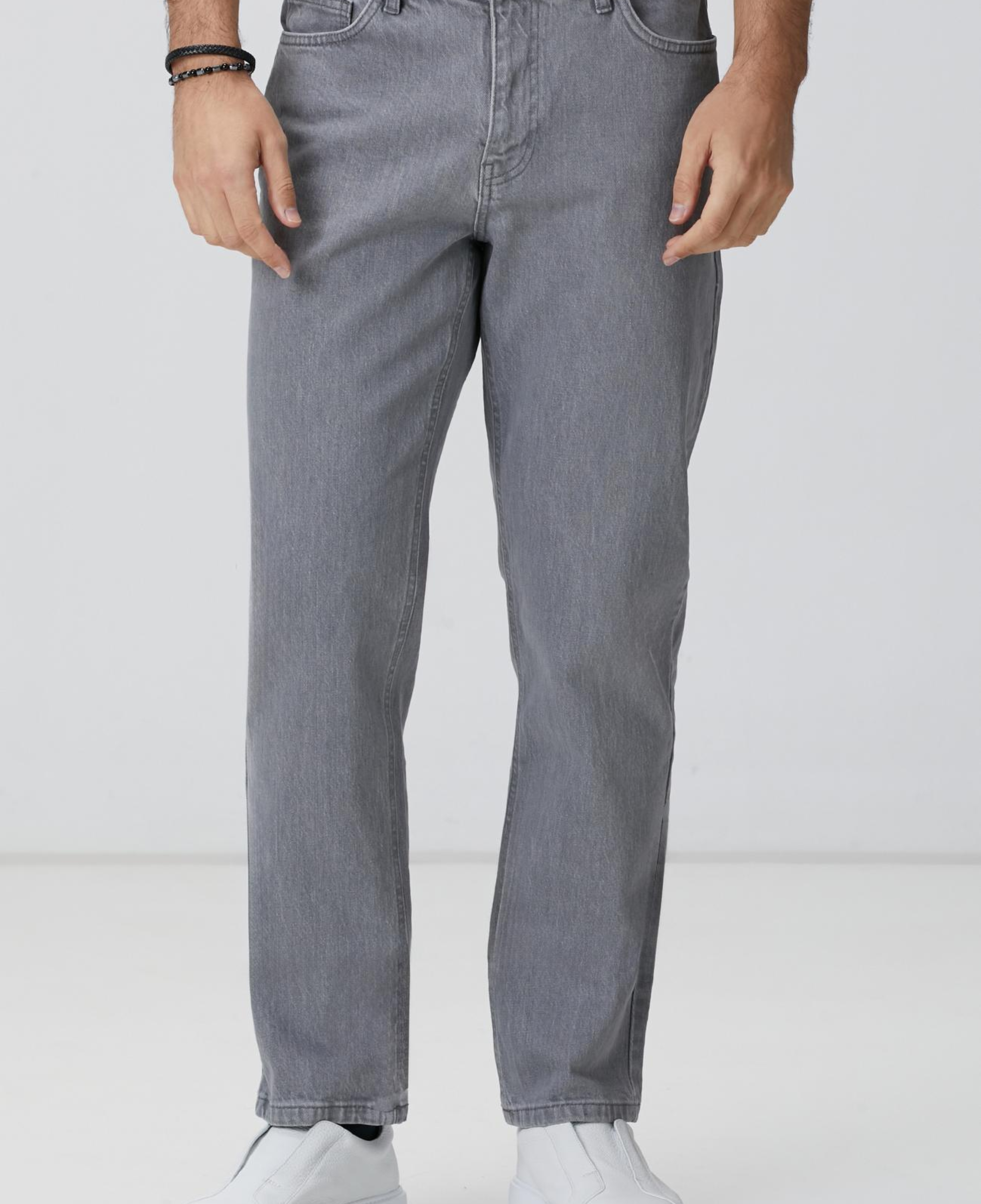 Network Erkek Açık Gri Denim Pantolon