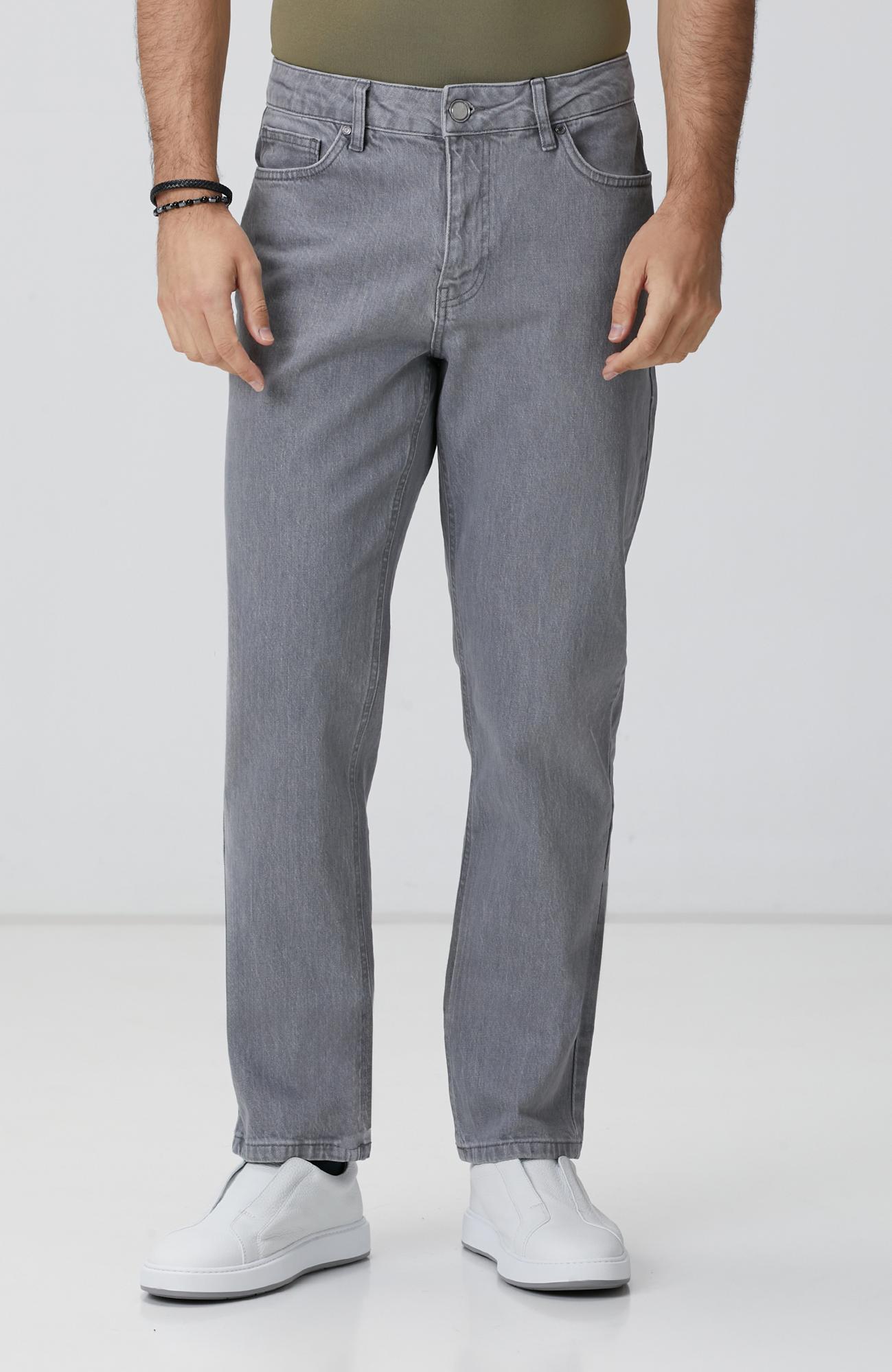 Network Erkek Açık Gri Denim Pantolon