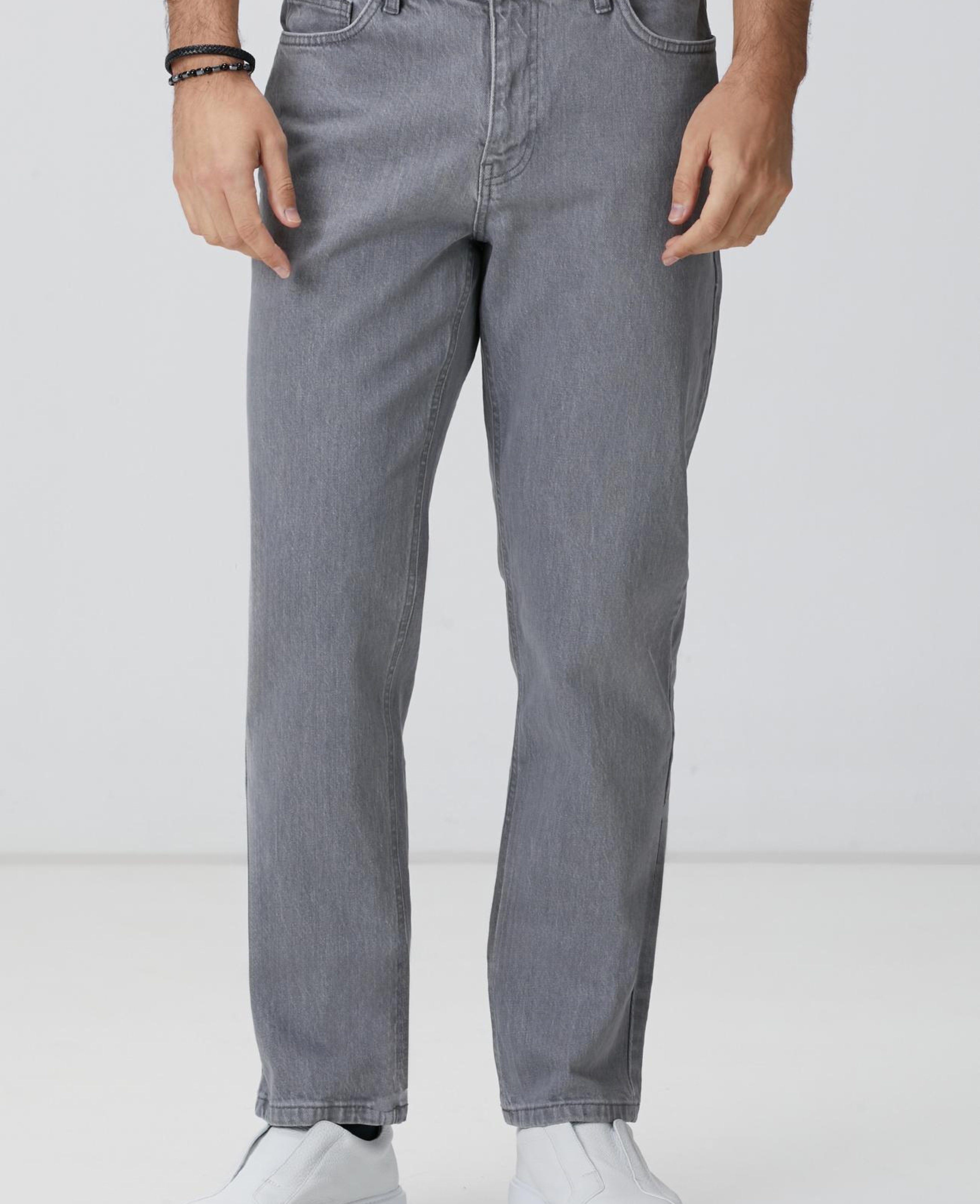 Network Erkek Açık Gri Denim Pantolon