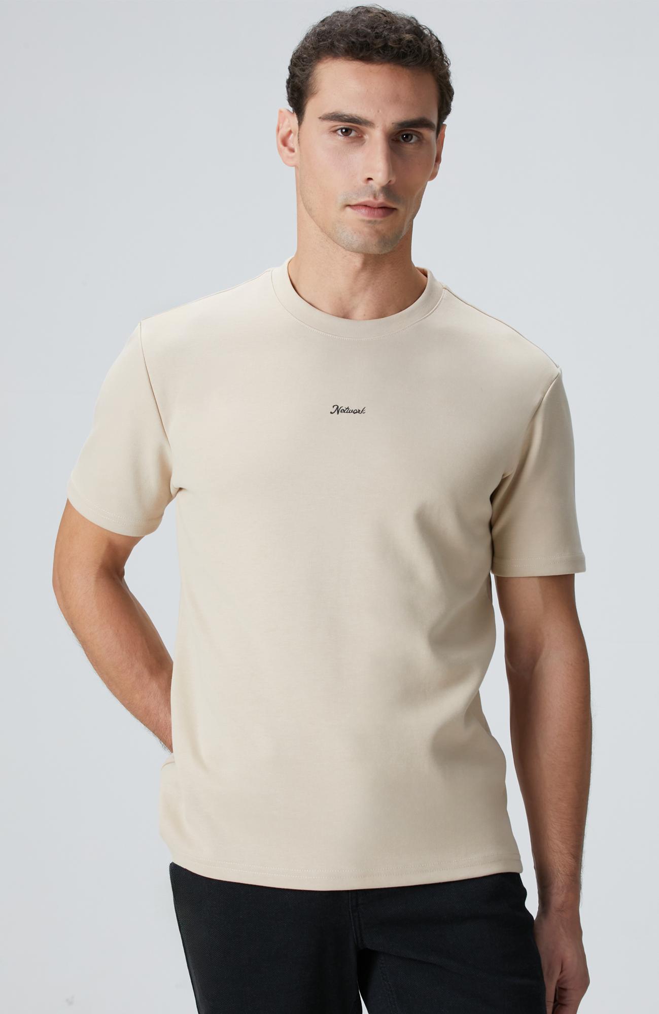 Network Erkek Bej Baskılı Sweatshirt