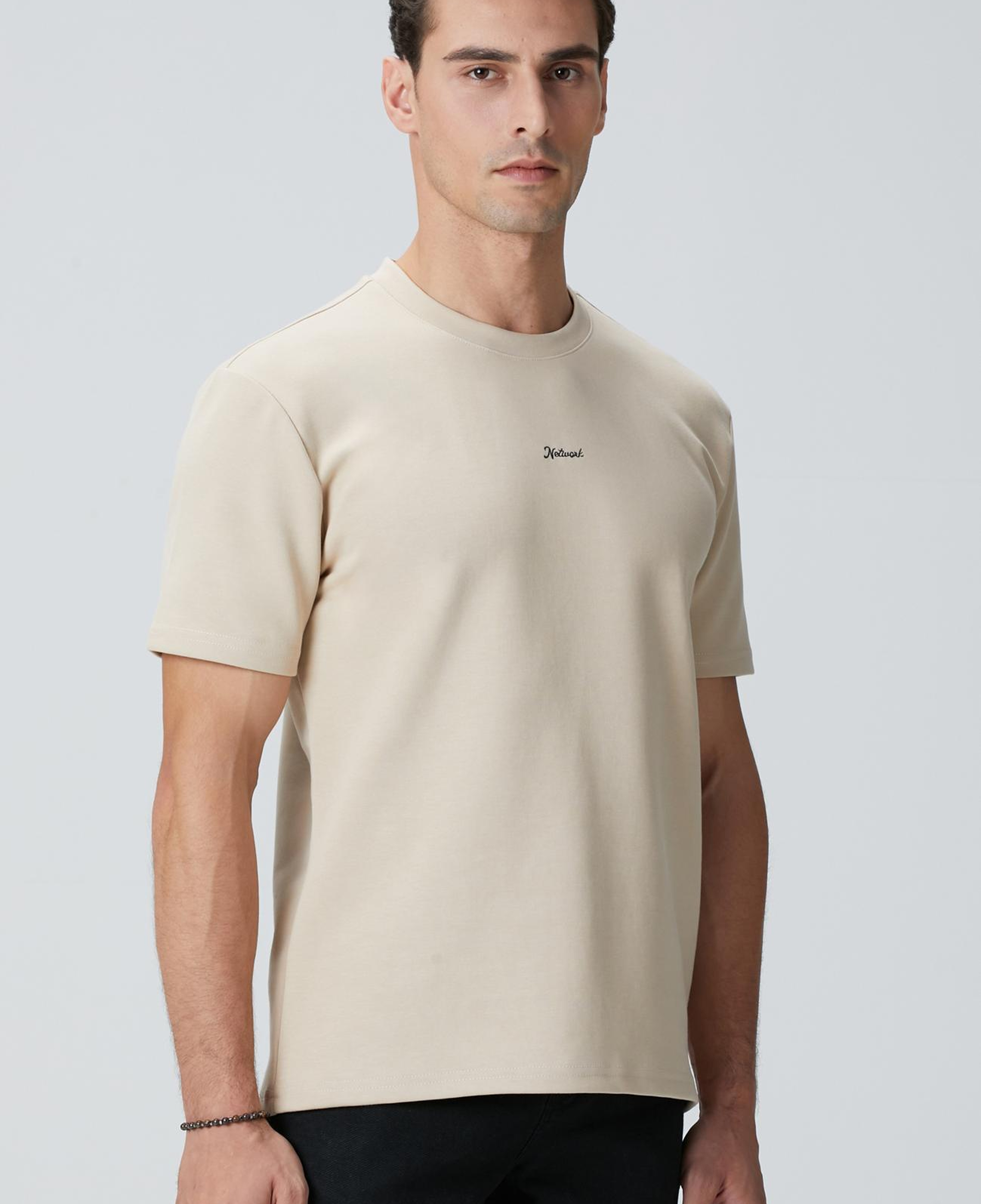 Network Erkek Bej Baskılı Sweatshirt