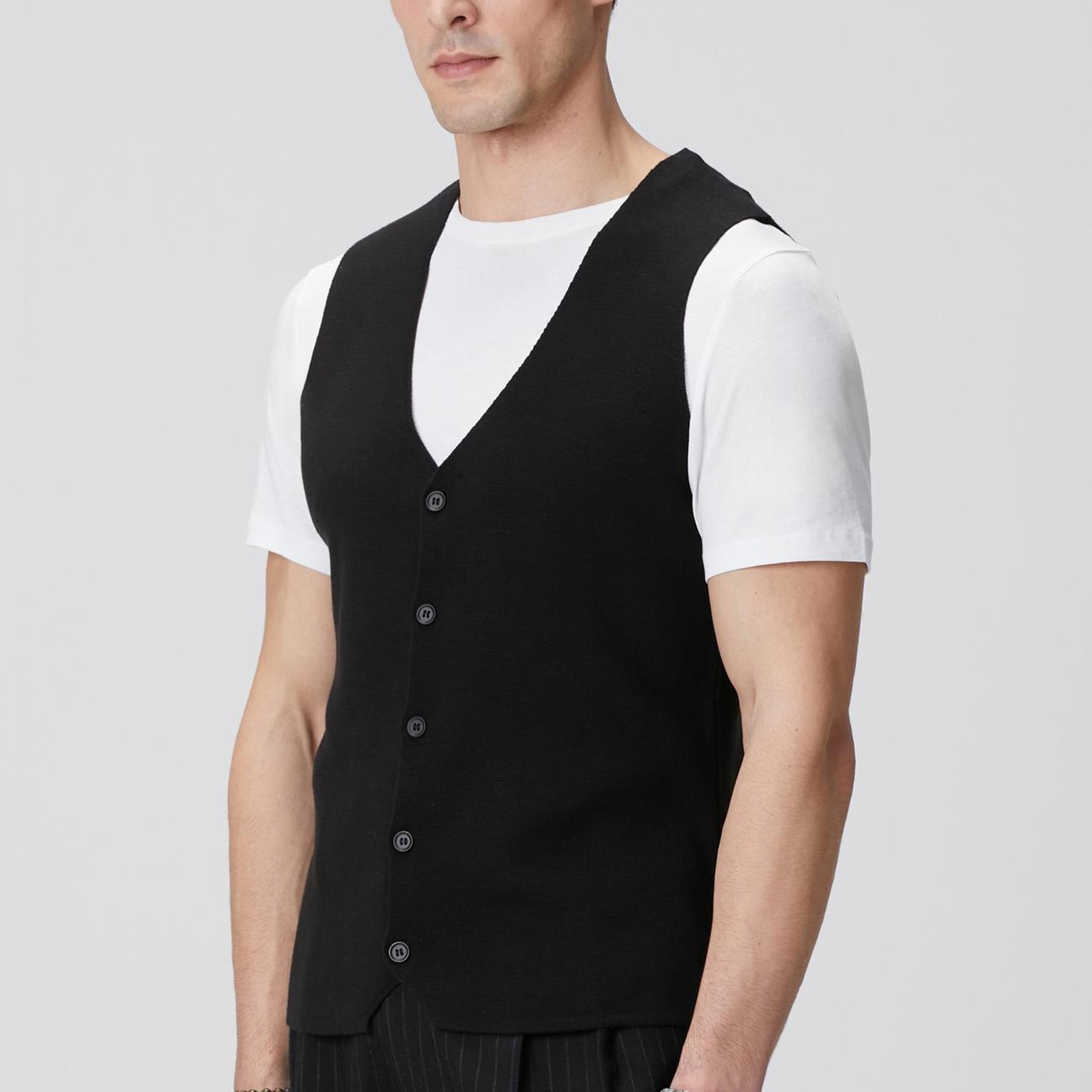 Network Erkek Siyah Kolsuz Triko Yelek