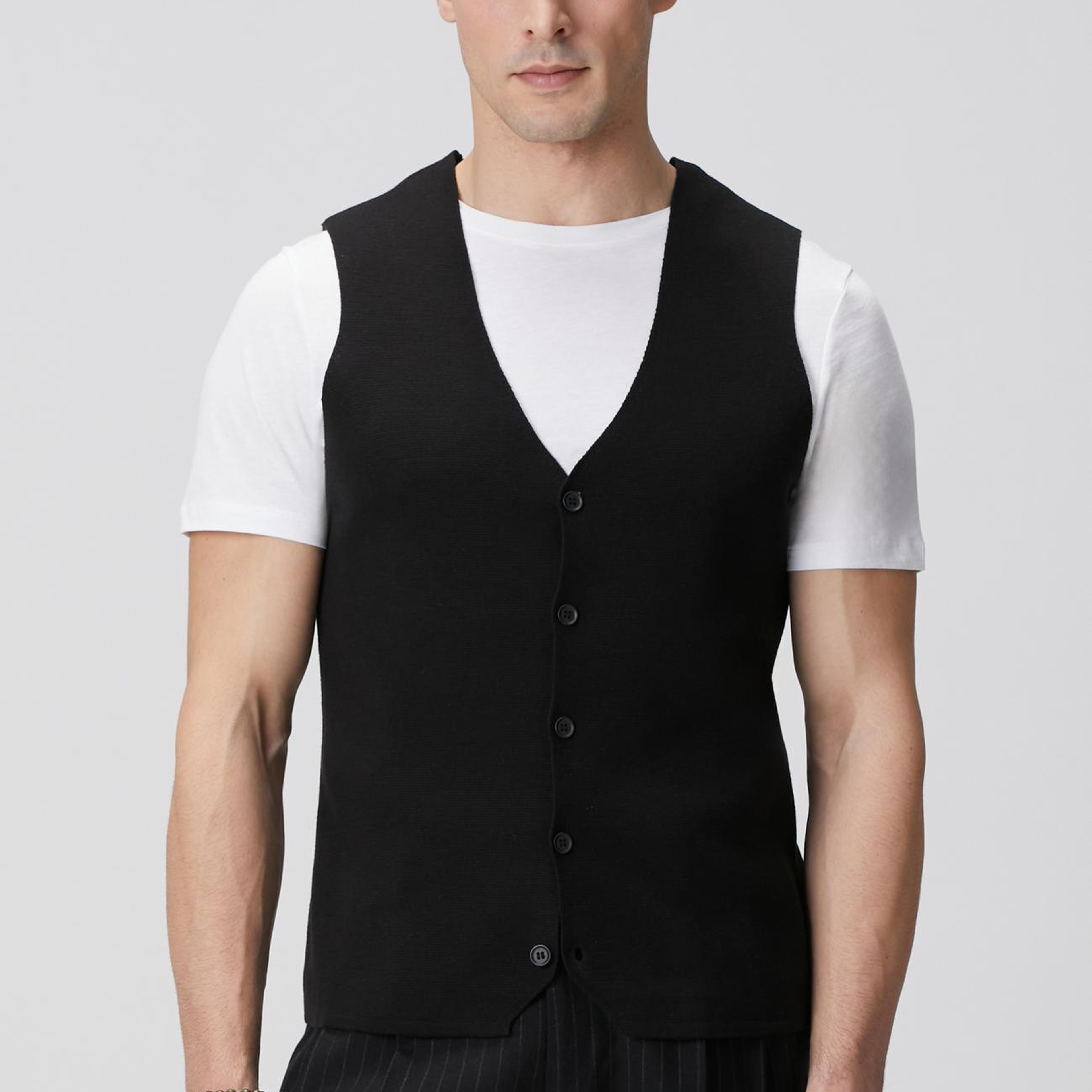 Network Erkek Siyah Kolsuz Triko Yelek