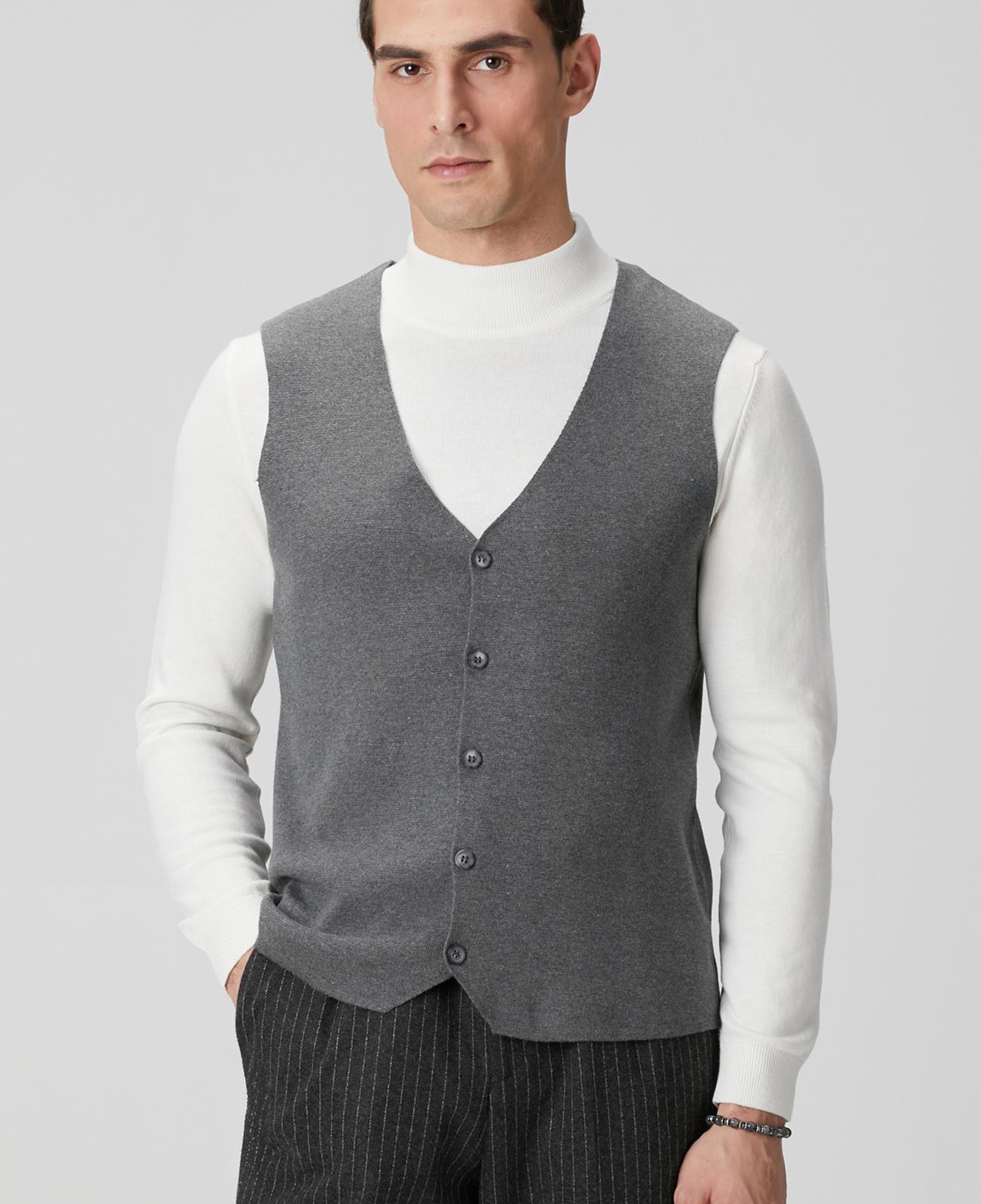 Network Erkek Antrasit Triko Yelek