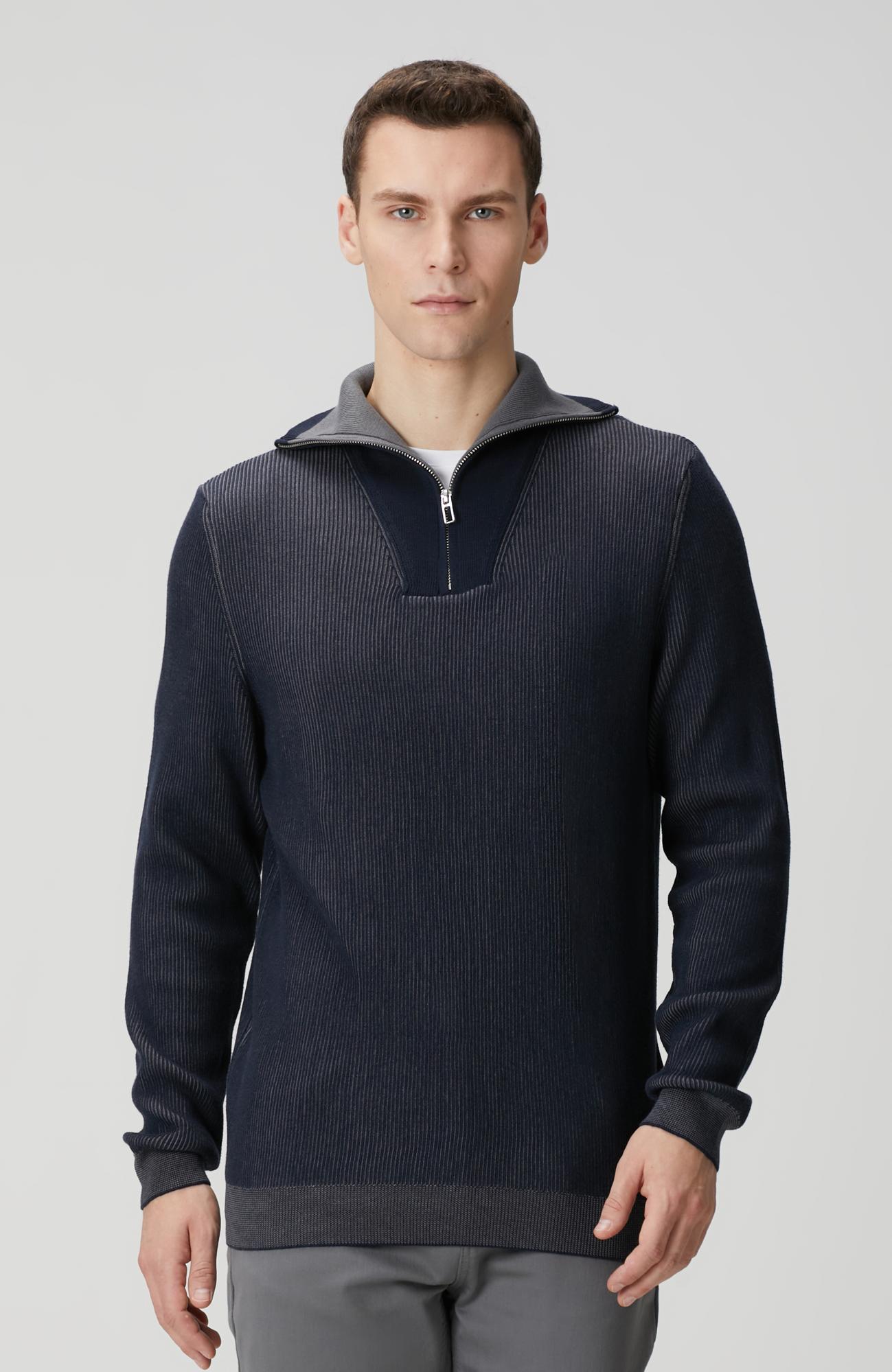 Network Erkek Lacivert Dik Yaka Çift Renk Kazak