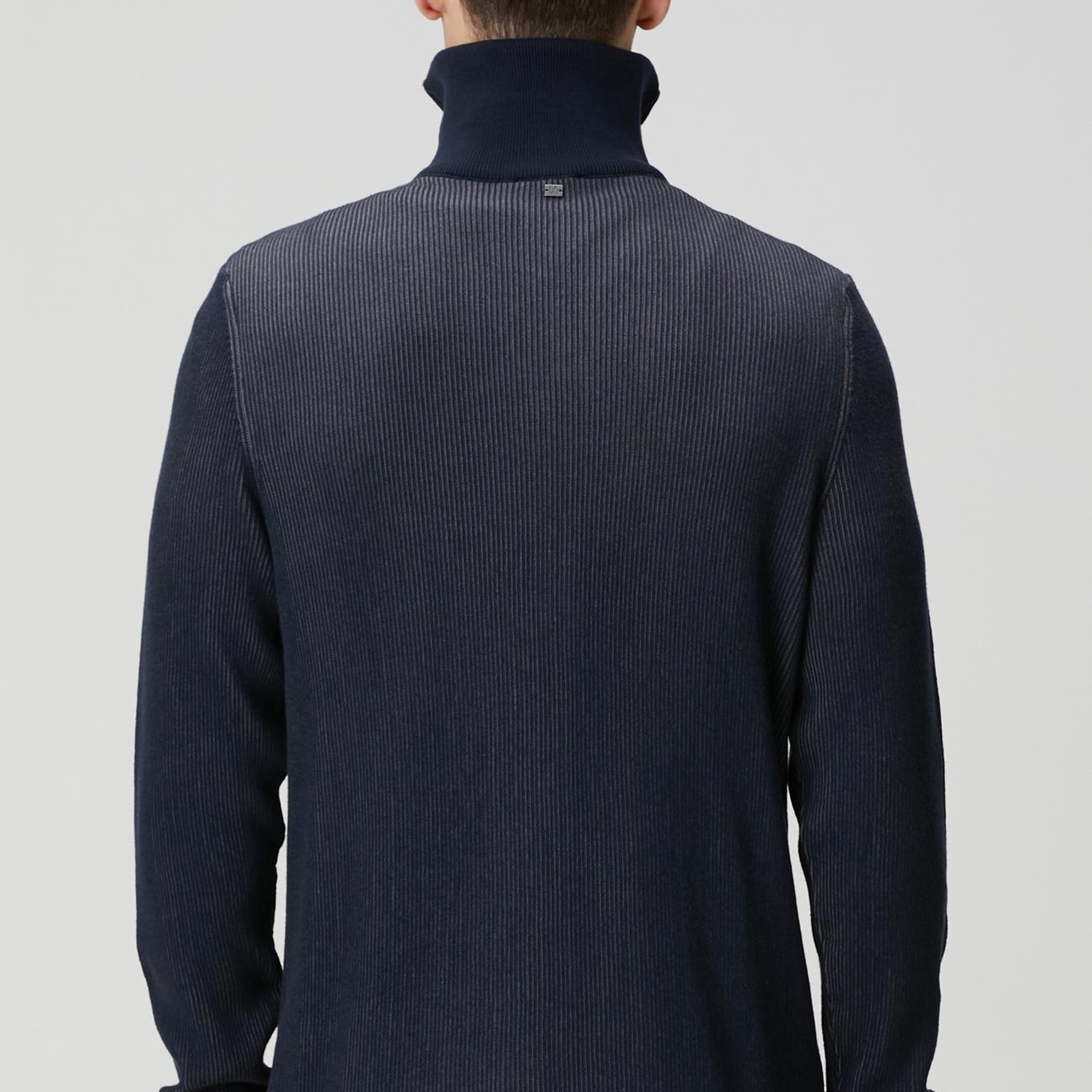 Network Erkek Lacivert Dik Yaka Çift Renk Kazak